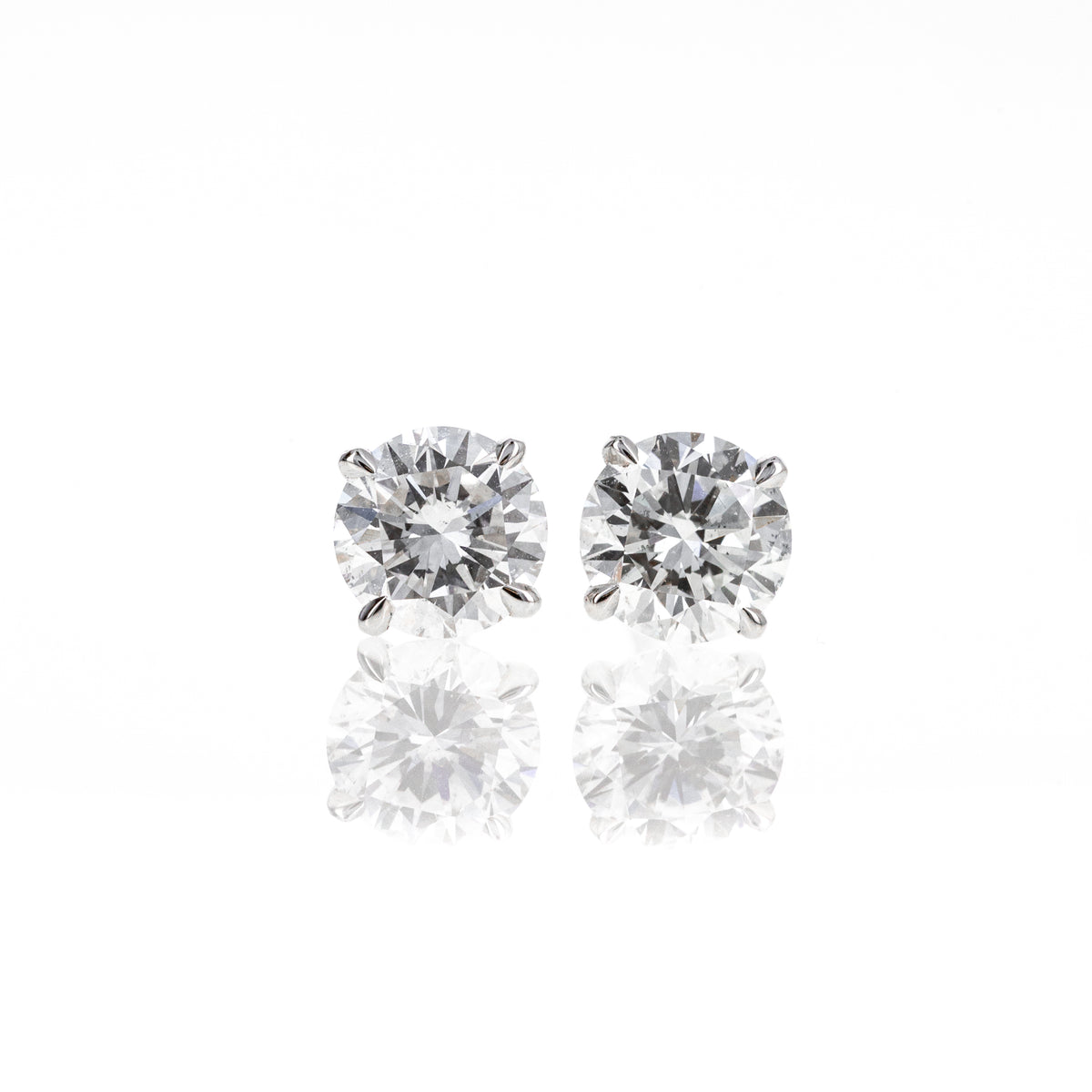14K White Gold 1.58 CTW Lab Grown Round Diamond 4 Prong Martini Stud Earrings - Queen May