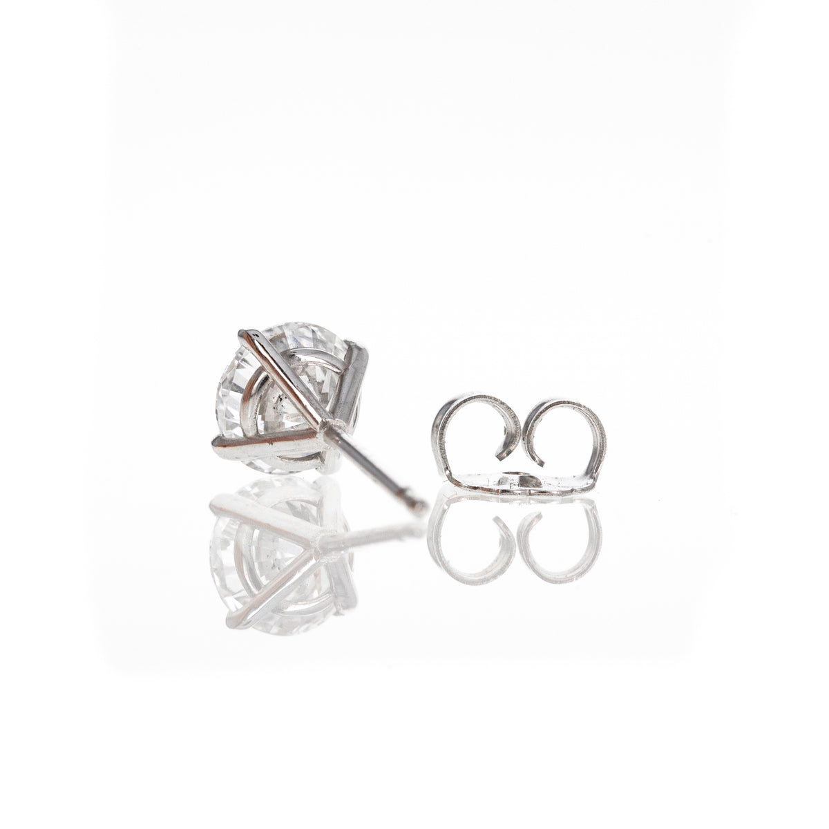 14K White Gold 1.58 CTW Lab Grown Round Diamond 4 Prong Martini Stud Earrings - Queen May