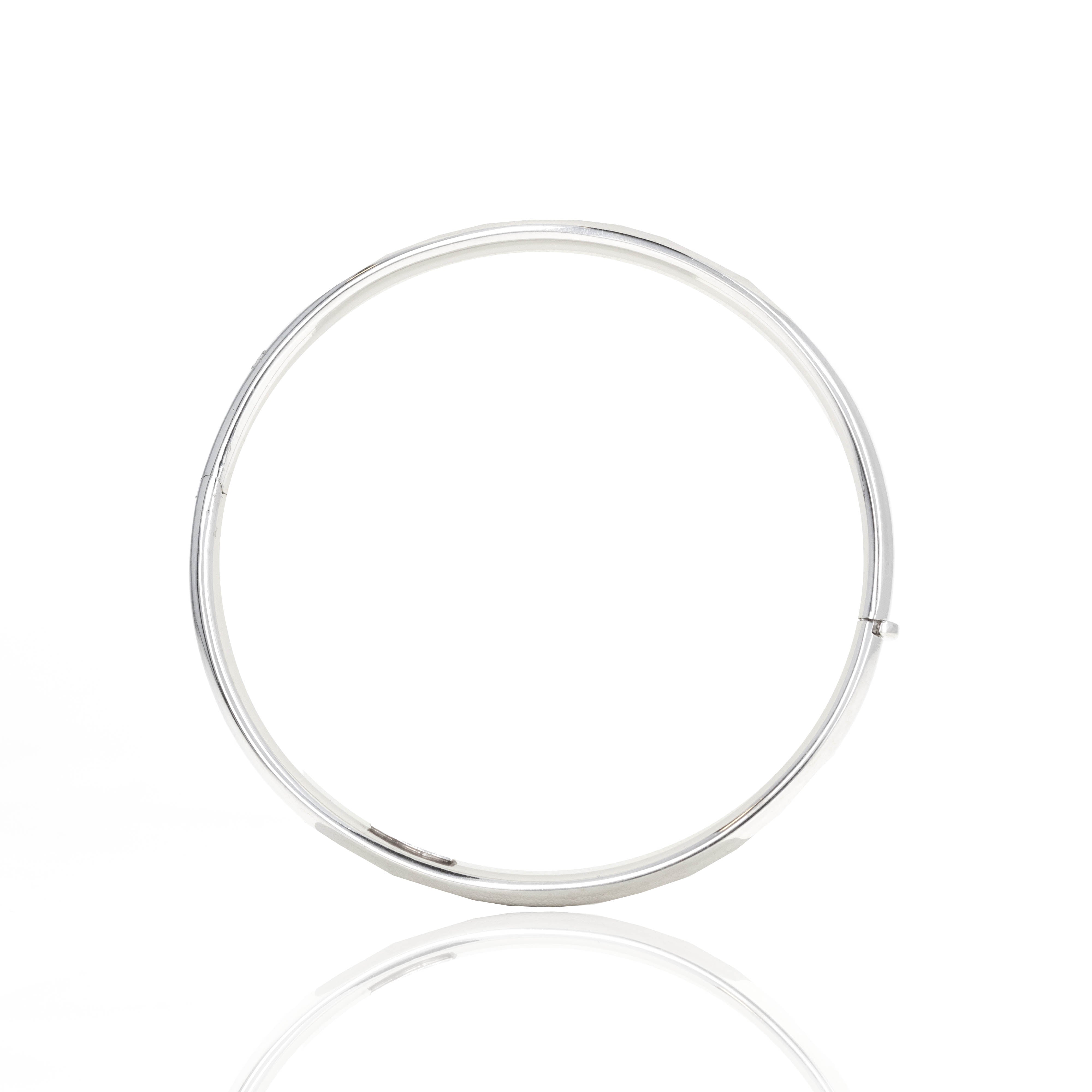 Platinum Hollow Tube Bangle - Queen May