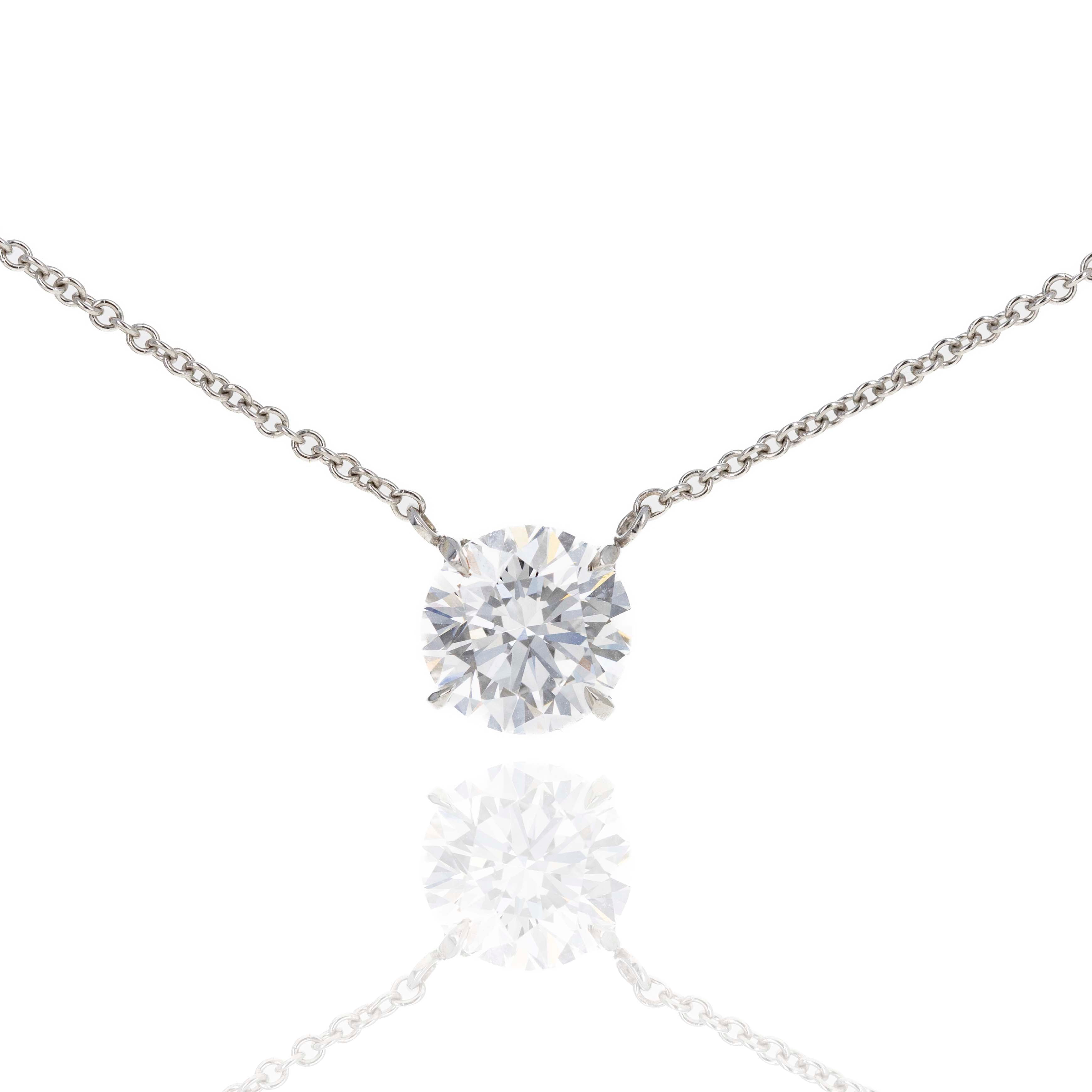 Lab Grown 2.83 Carat Round Diamond Solitaire Pendant Necklace - Queen May