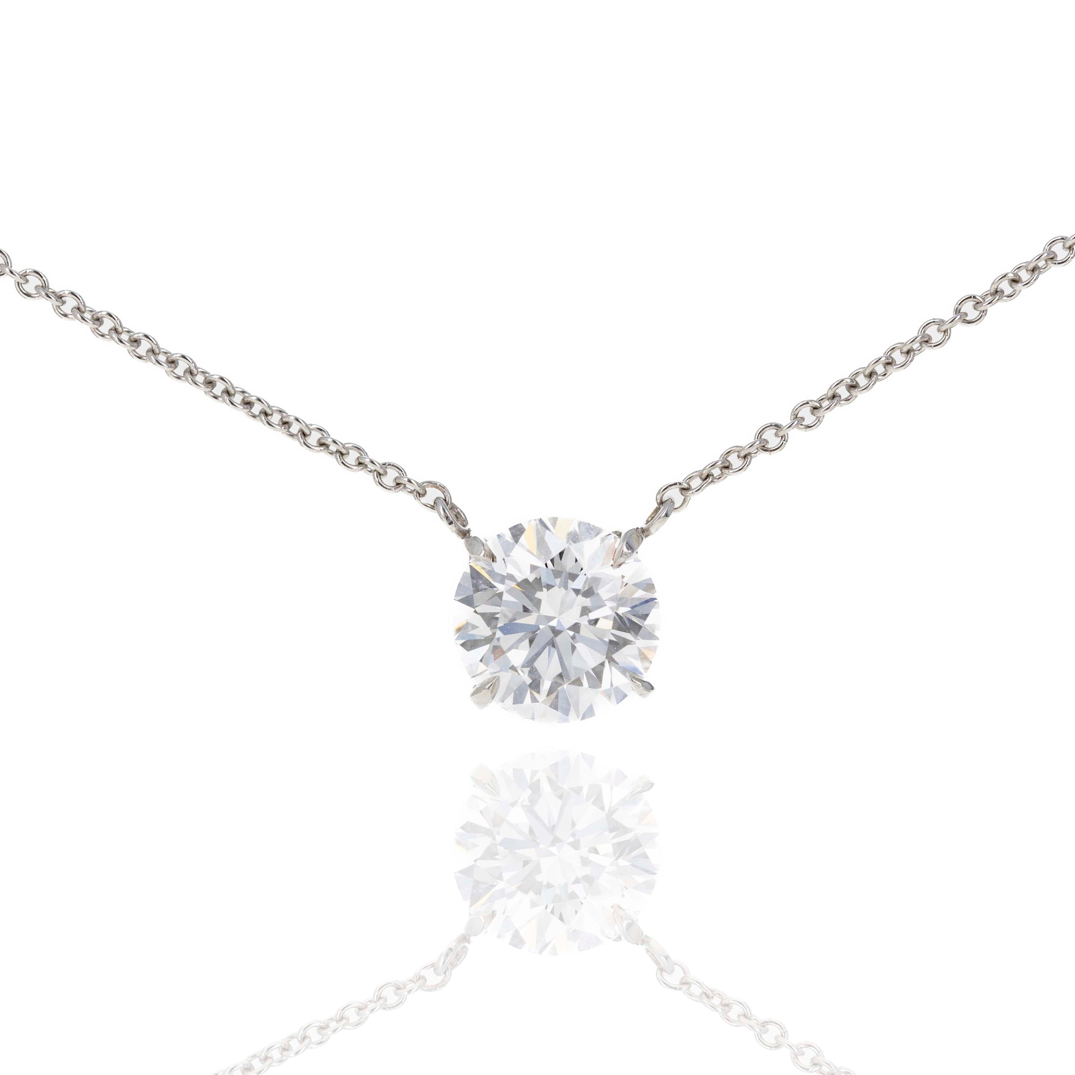 Lab Grown 2.13 Carat Round Diamond Solitaire Pendant Necklace - Queen May