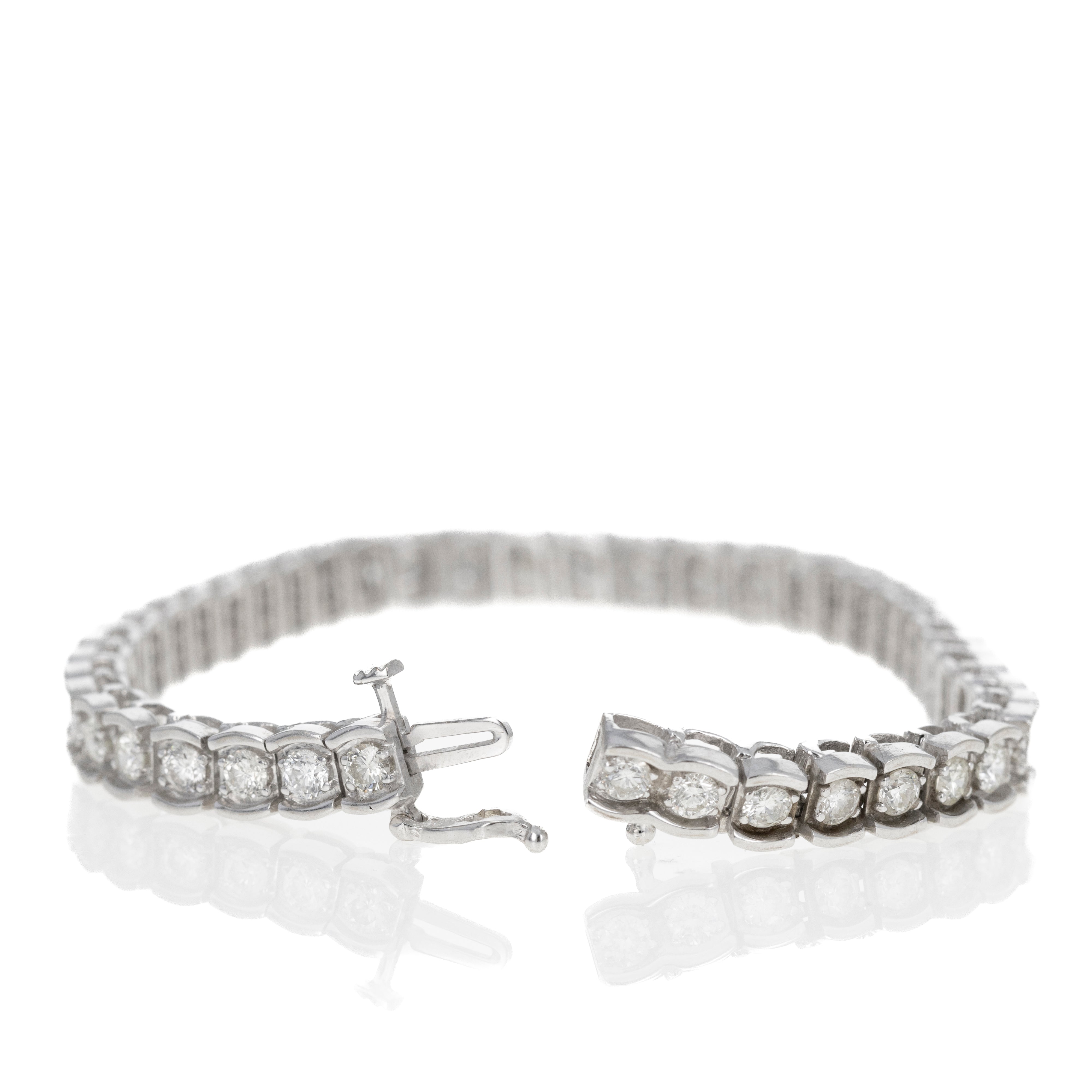 Vintage 14K White Gold 4.5 Carat Channel Set Tennis Bracelet - Queen May