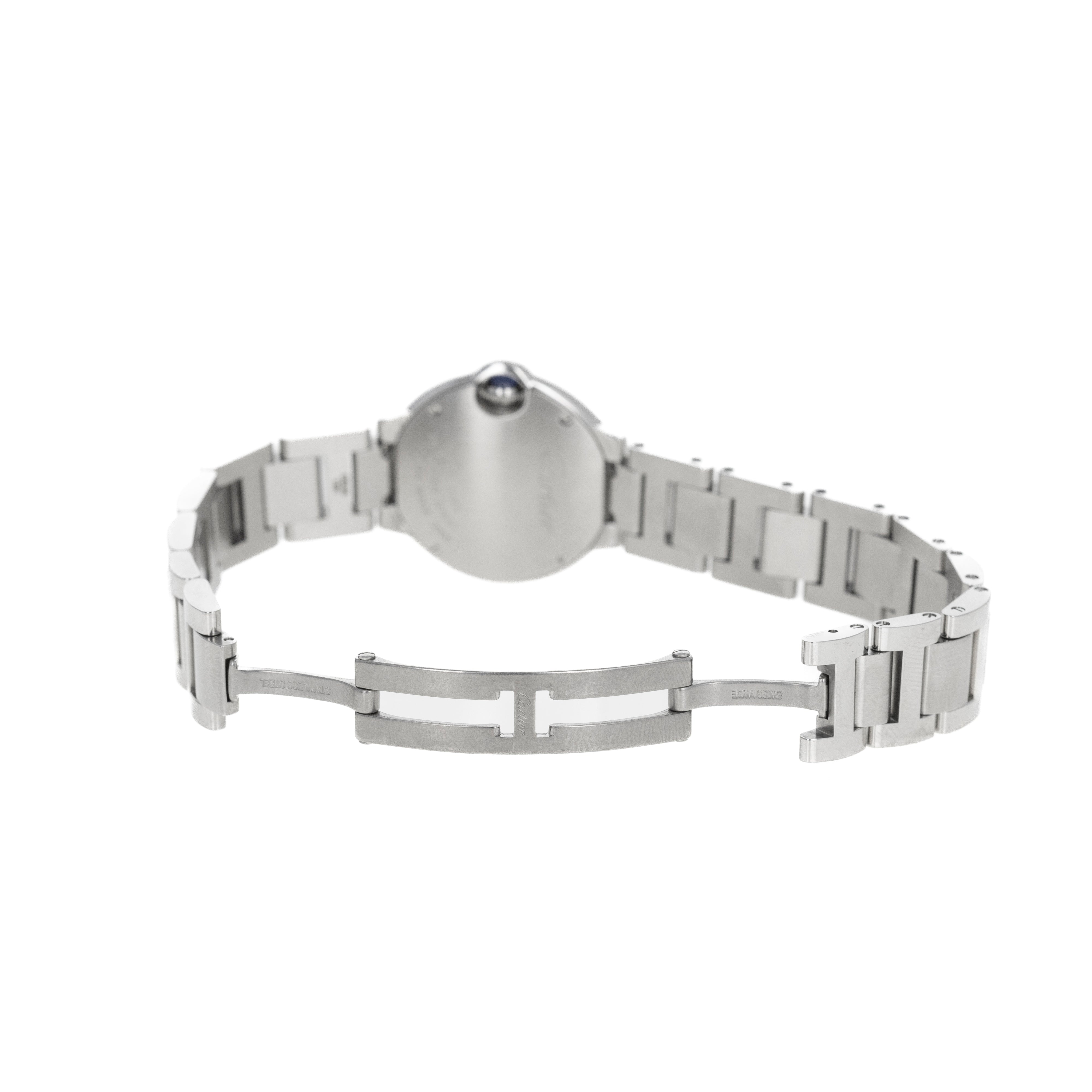 Cartier Ballon Bleu 28MM Silver Diamond Dial Reference WE902073 3009 - Queen May