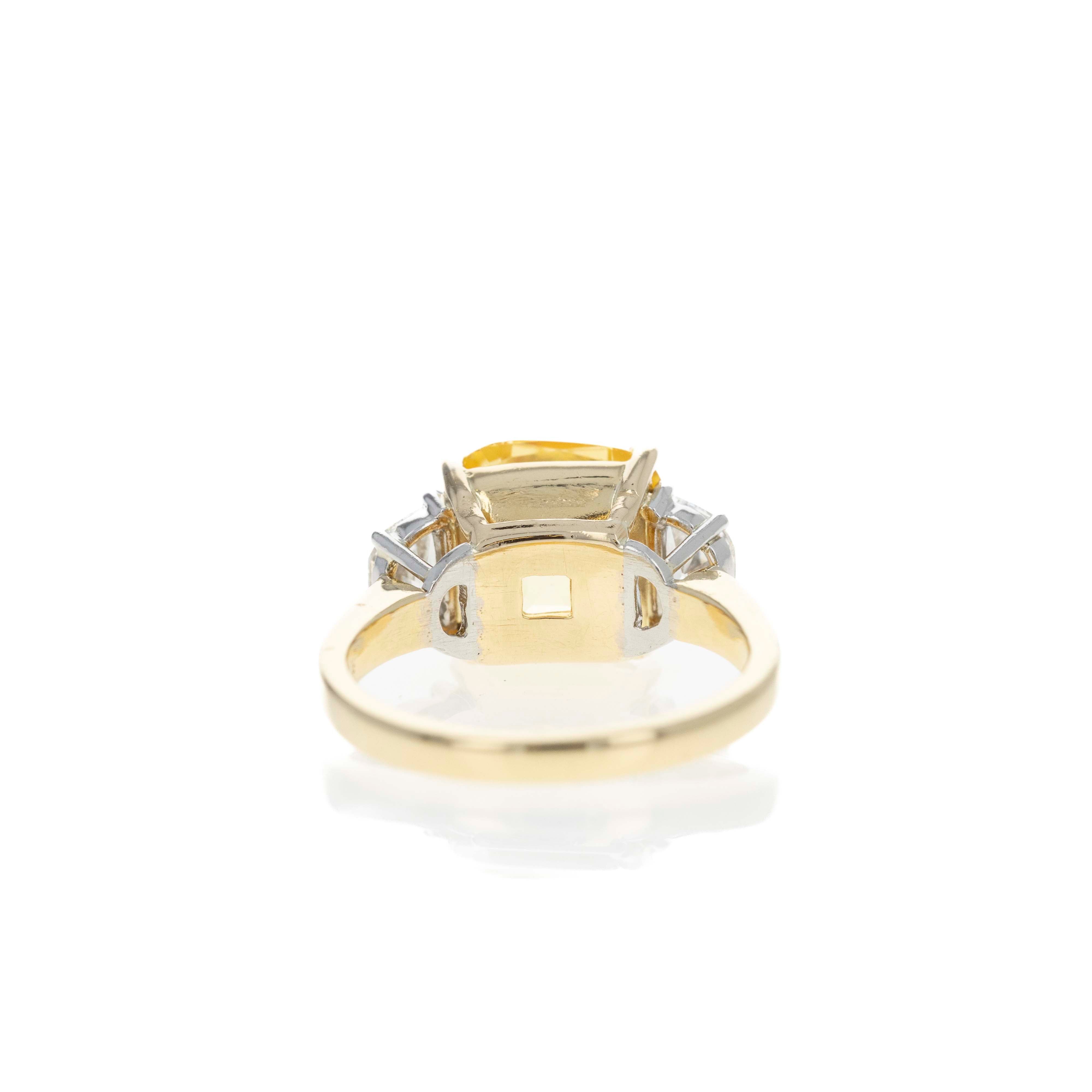 18K Yellow Gold & Platinum 5.86 Carat No Heat Yellow Sapphire Diamond Ring - Queen May