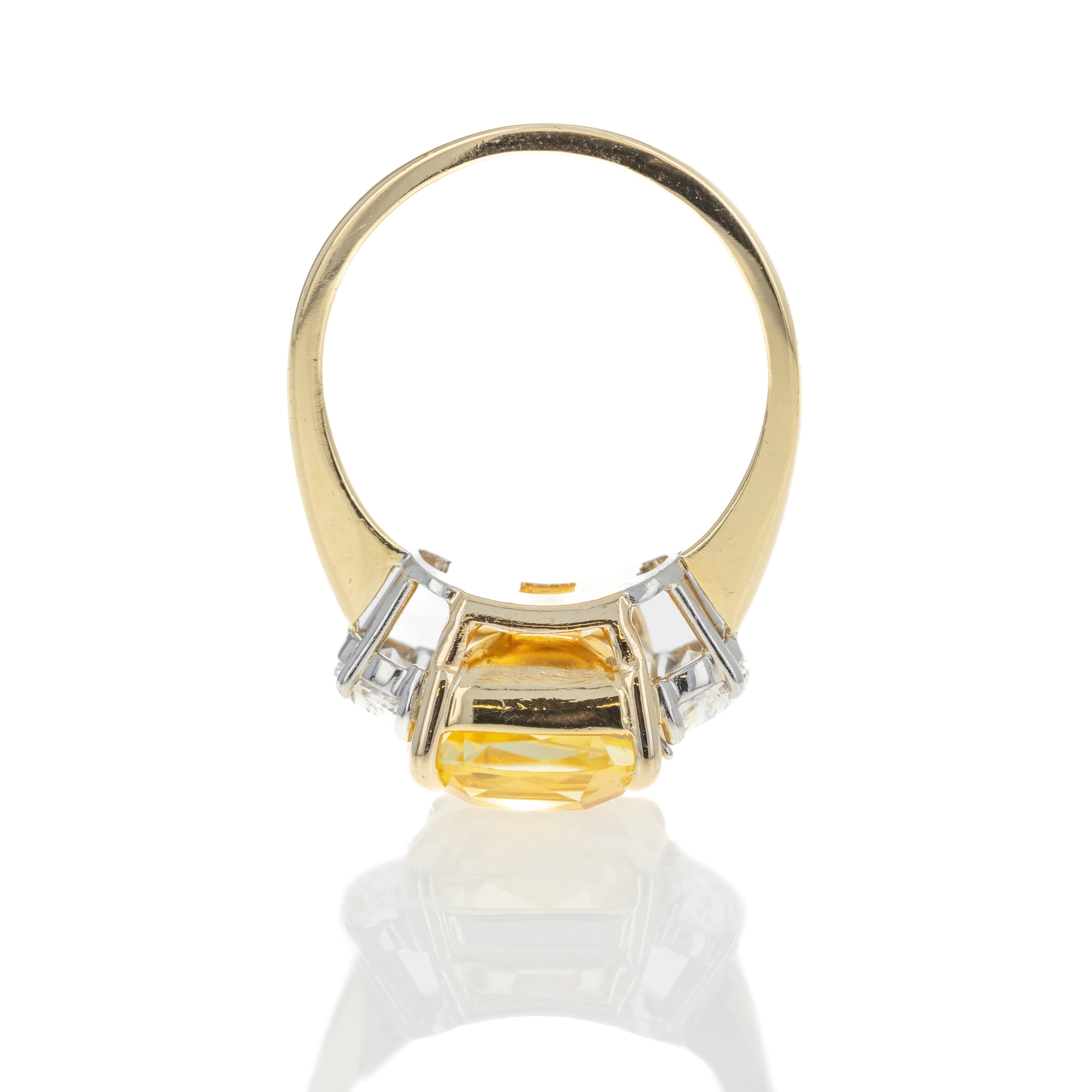 18K Yellow Gold & Platinum 5.86 Carat No Heat Yellow Sapphire Diamond Ring - Queen May