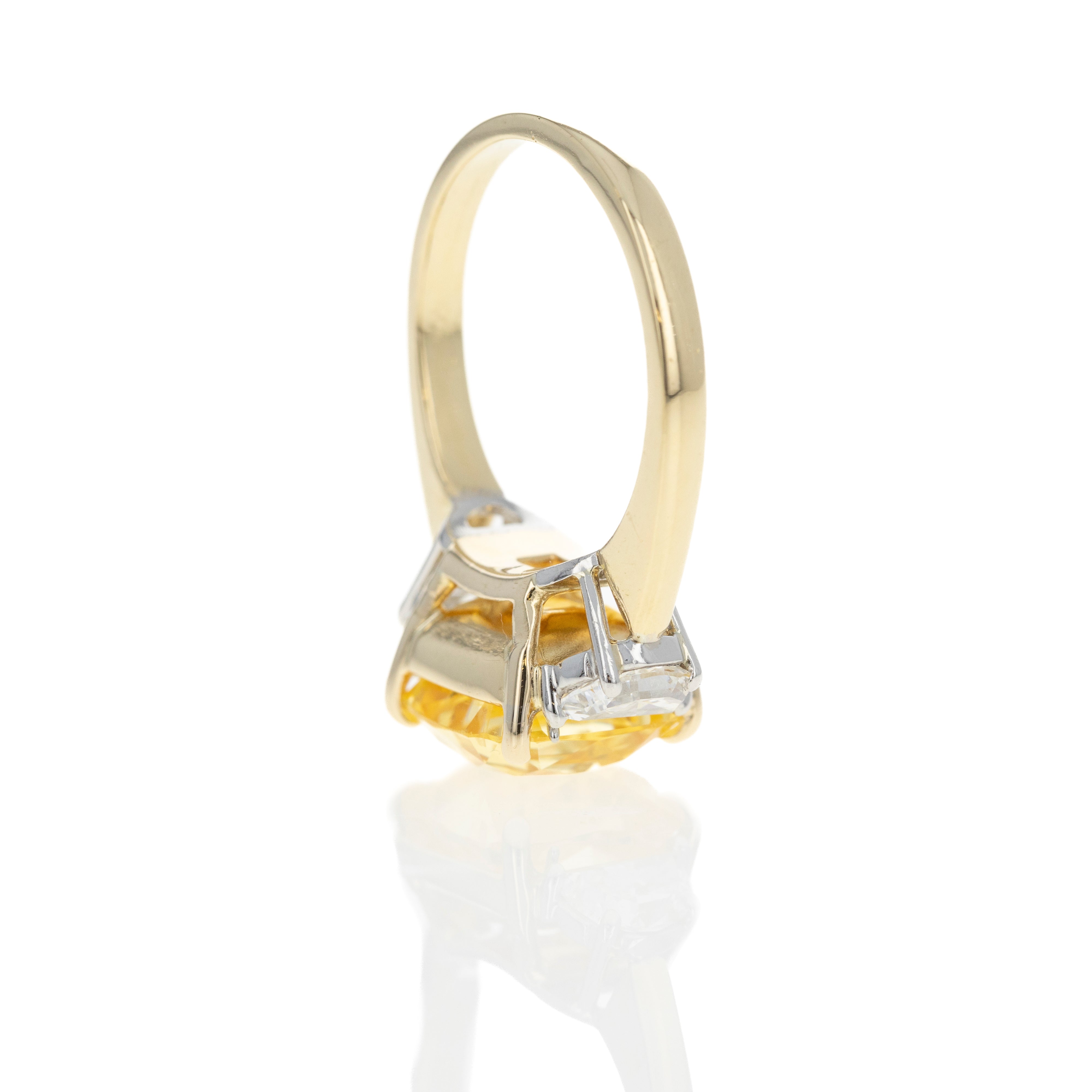 18K Yellow Gold & Platinum 5.86 Carat No Heat Yellow Sapphire Diamond Ring - Queen May