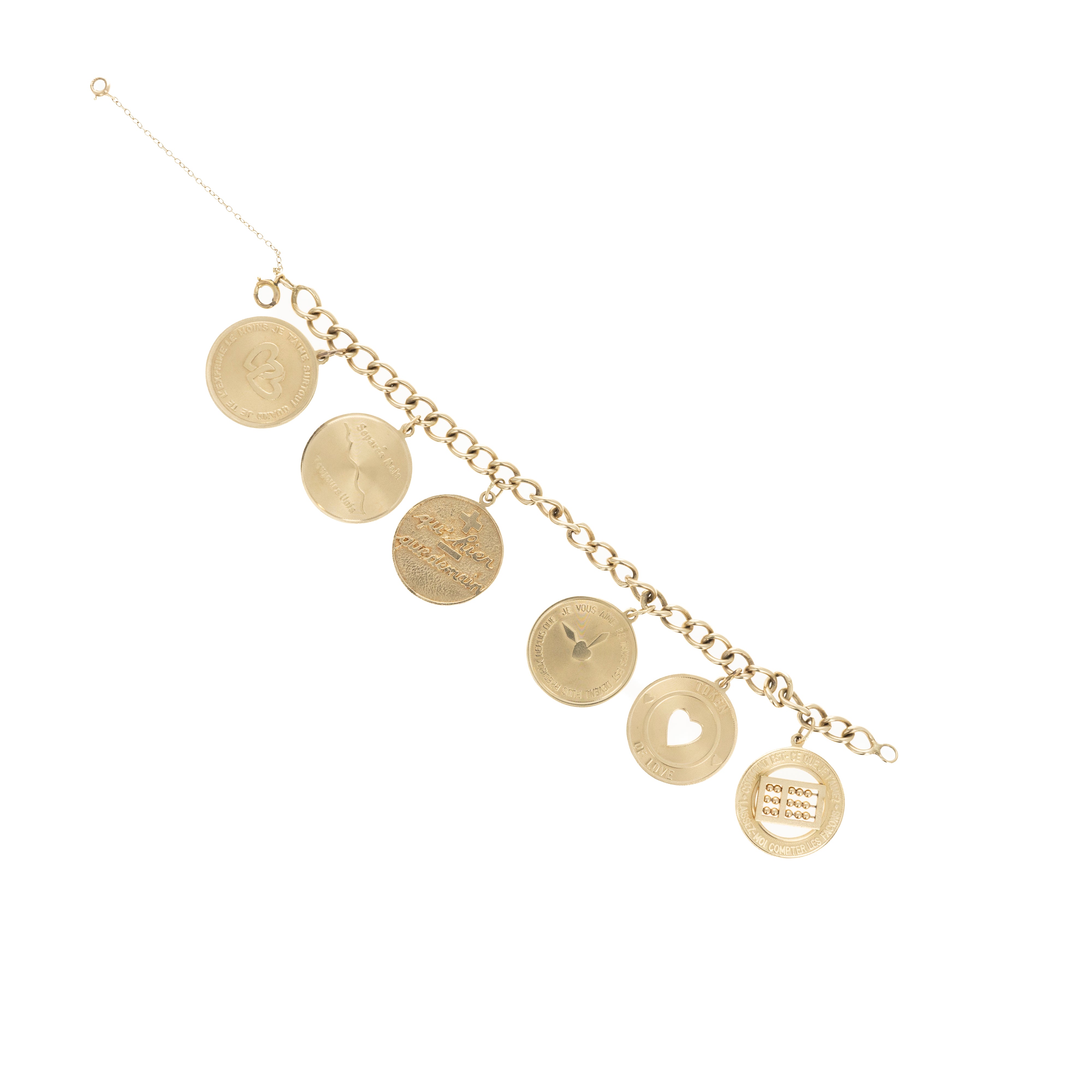 14K Vintage French Love Token Bracelet - Queen May