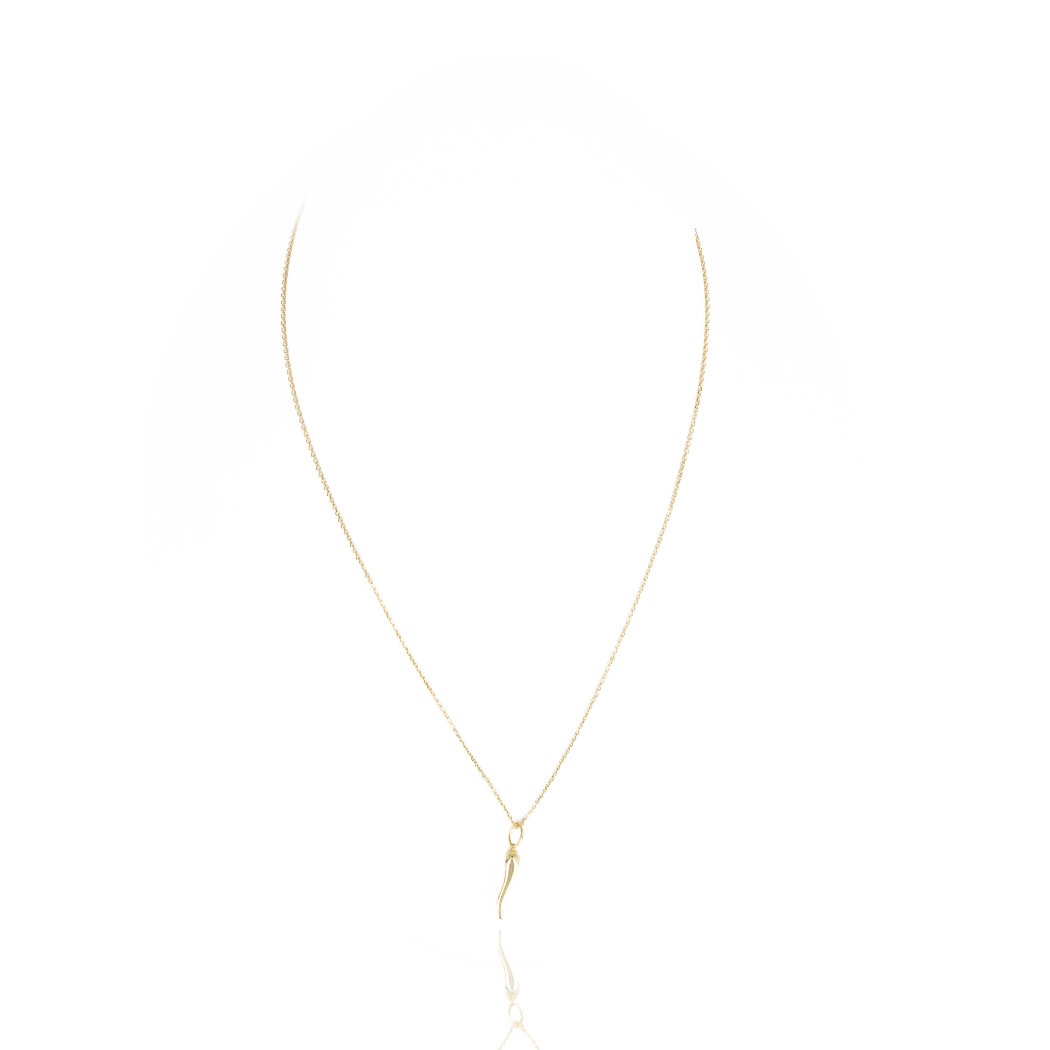 14K Yellow Gold Small Italian Horn Pendant Necklace - Queen May