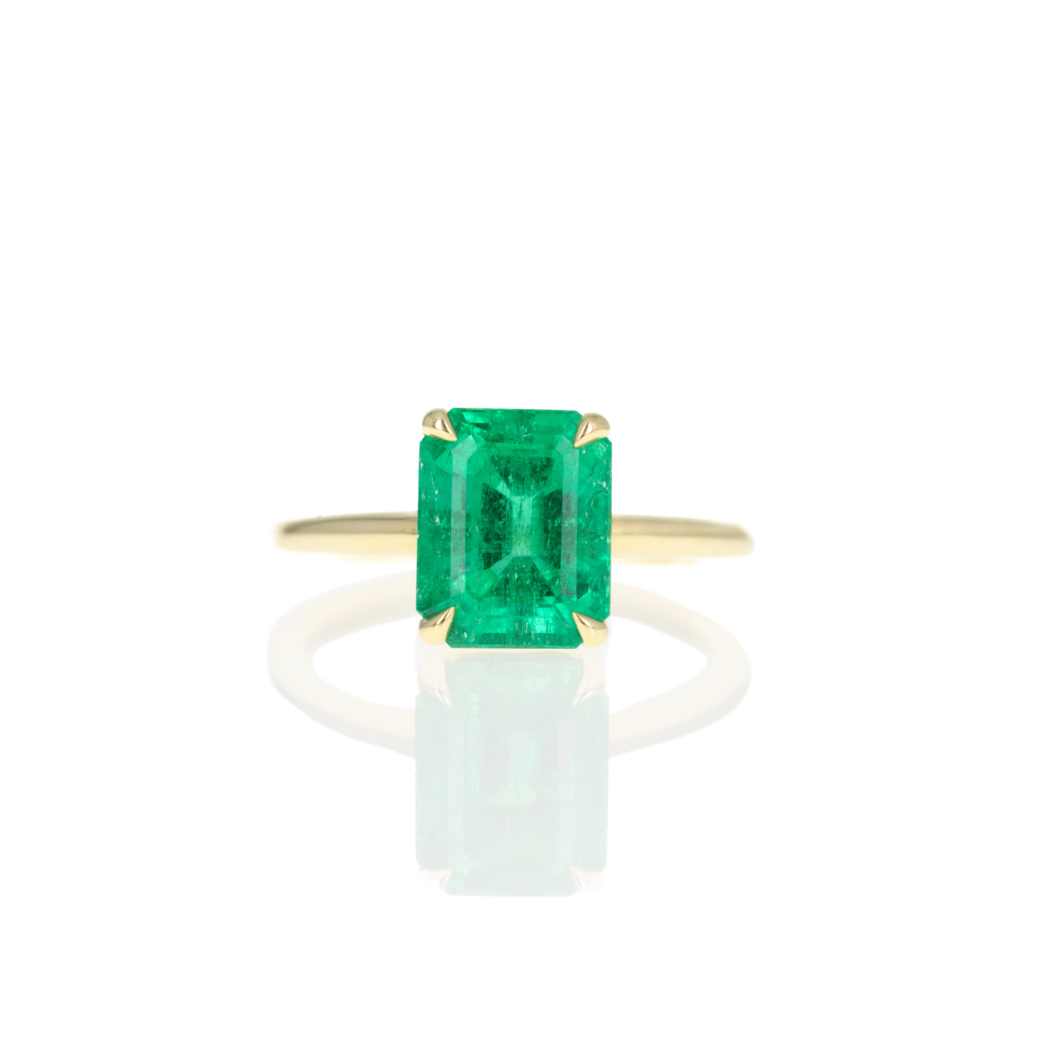 4 Carat Colombian Emerald Solitaire Ring AGL Certified - Queen May