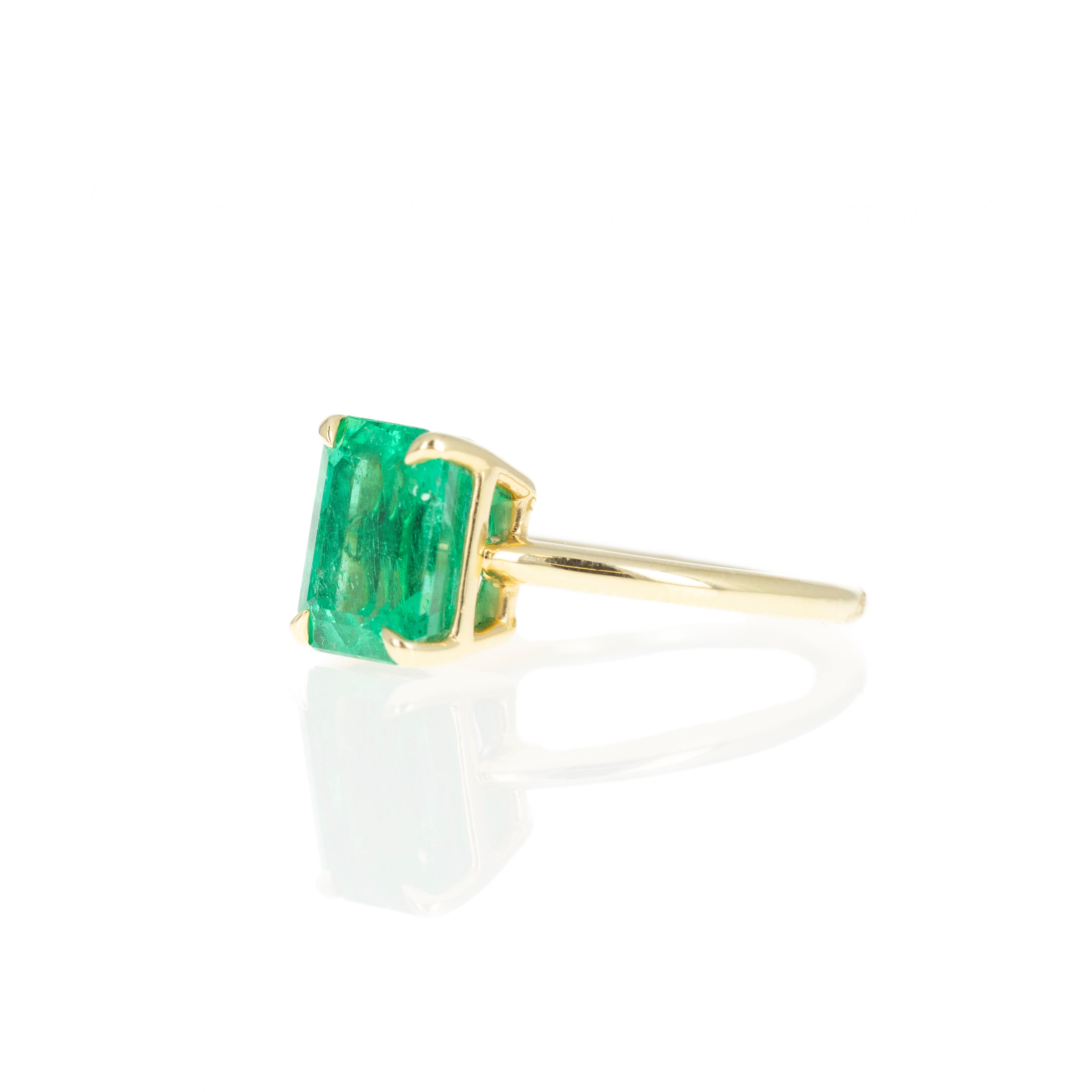 4 Carat Colombian Emerald Solitaire Ring AGL Certified - Queen May