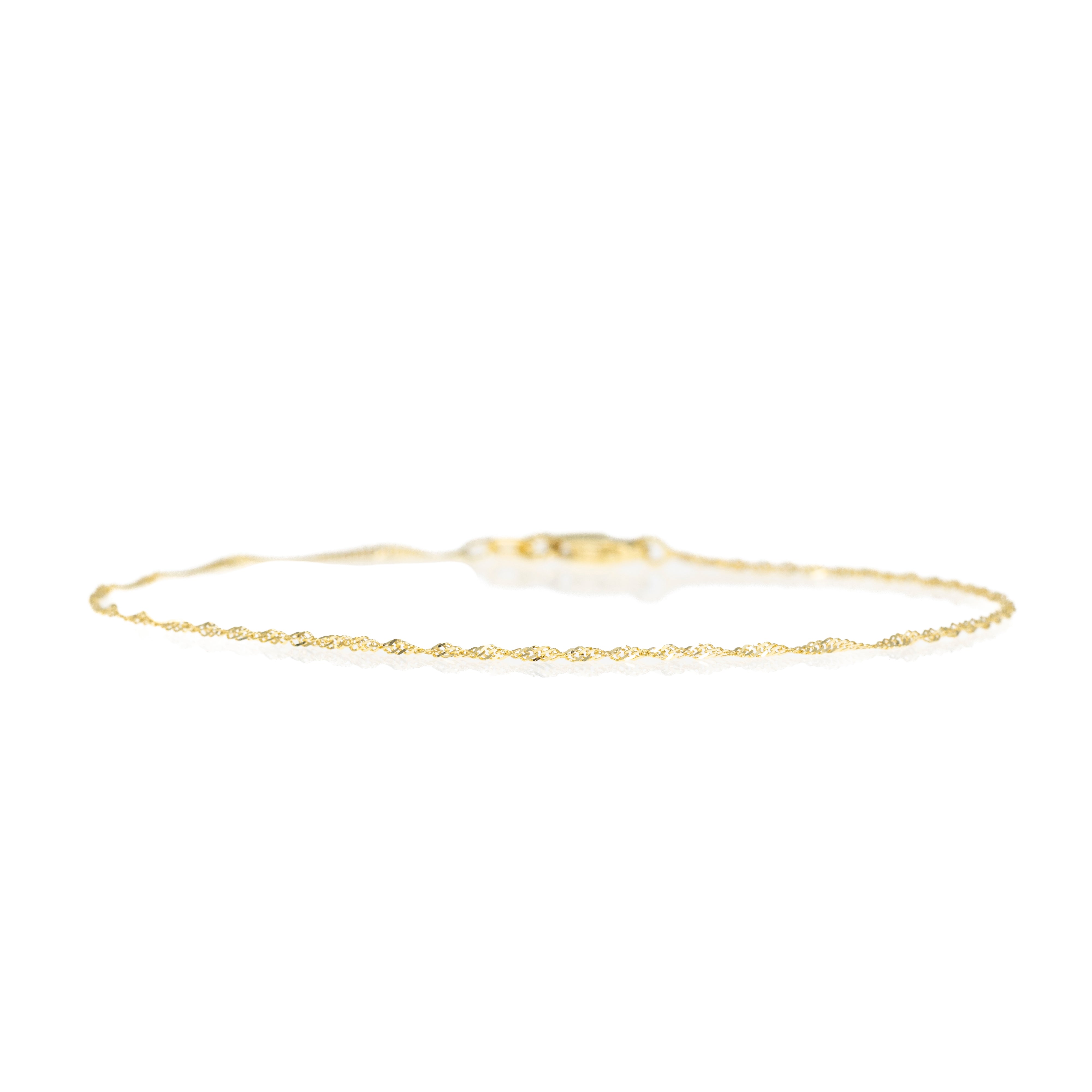 14K Yellow Gold 1.1mm Singapore Chain Stackable Bracelet - Queen May
