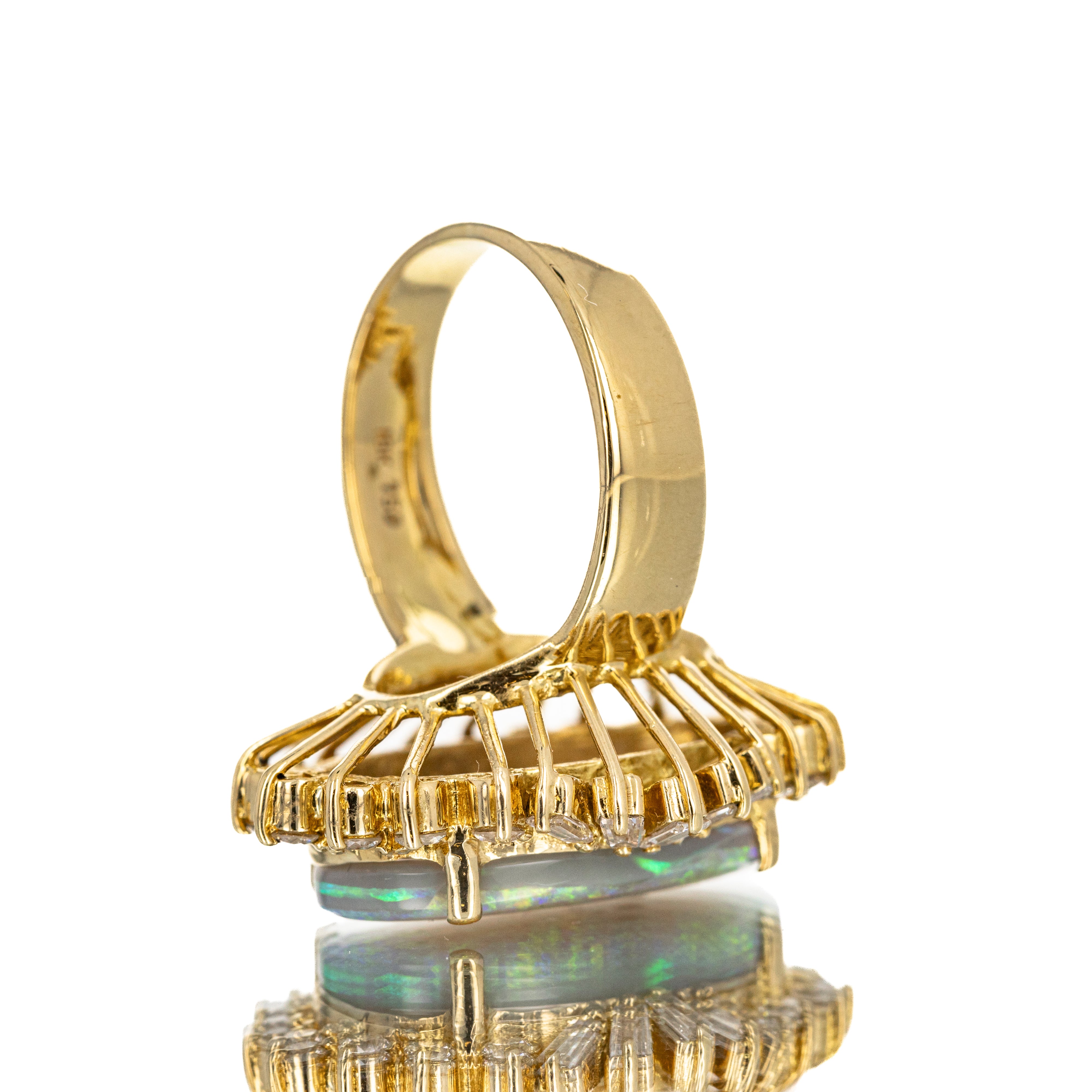 18K Yellow Gold 6 Carat Opal Diamond Halo Ring - Queen May
