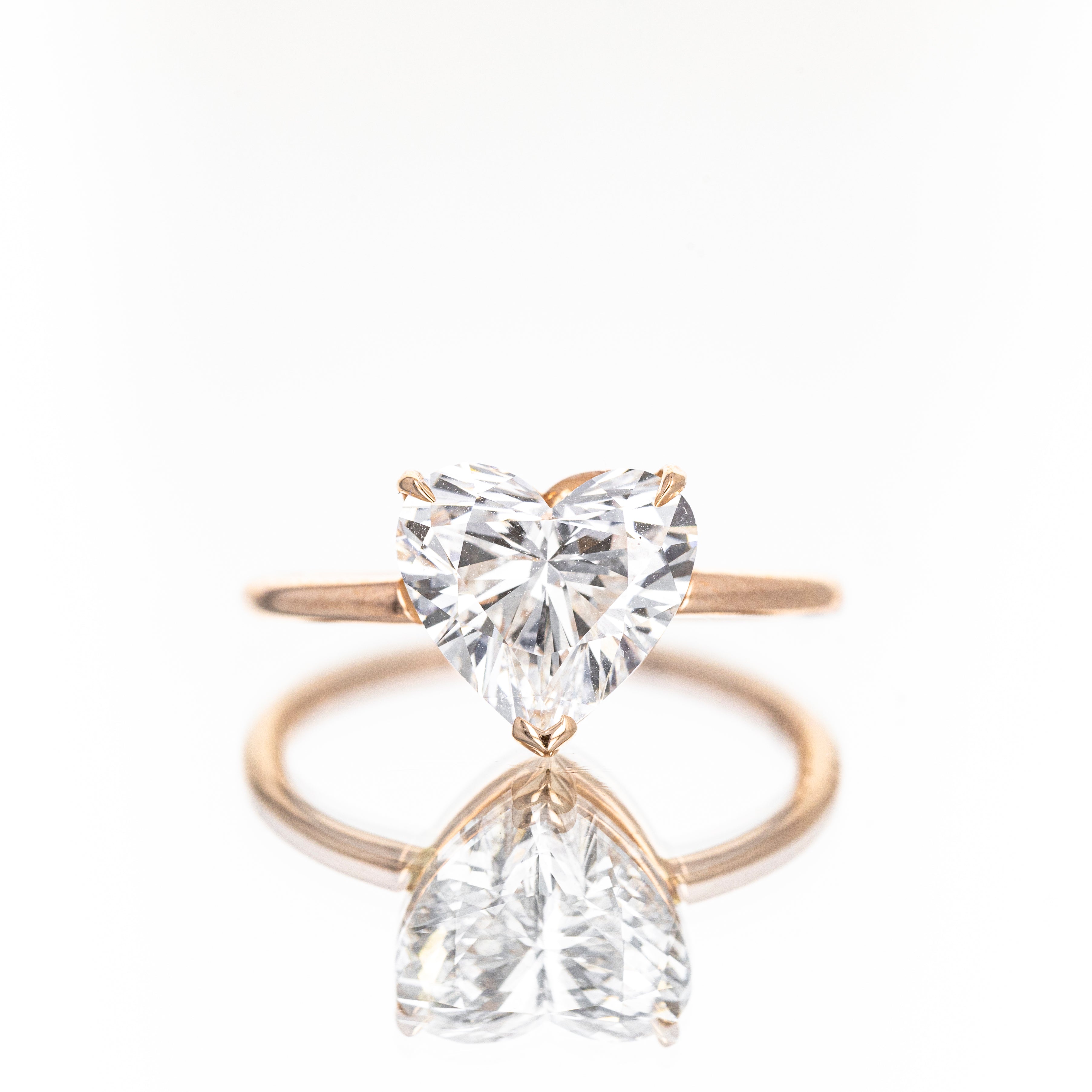 Lab Grown 14K Rose Gold 3.16 Carat Heart Diamond Engagement Ring - Queen May