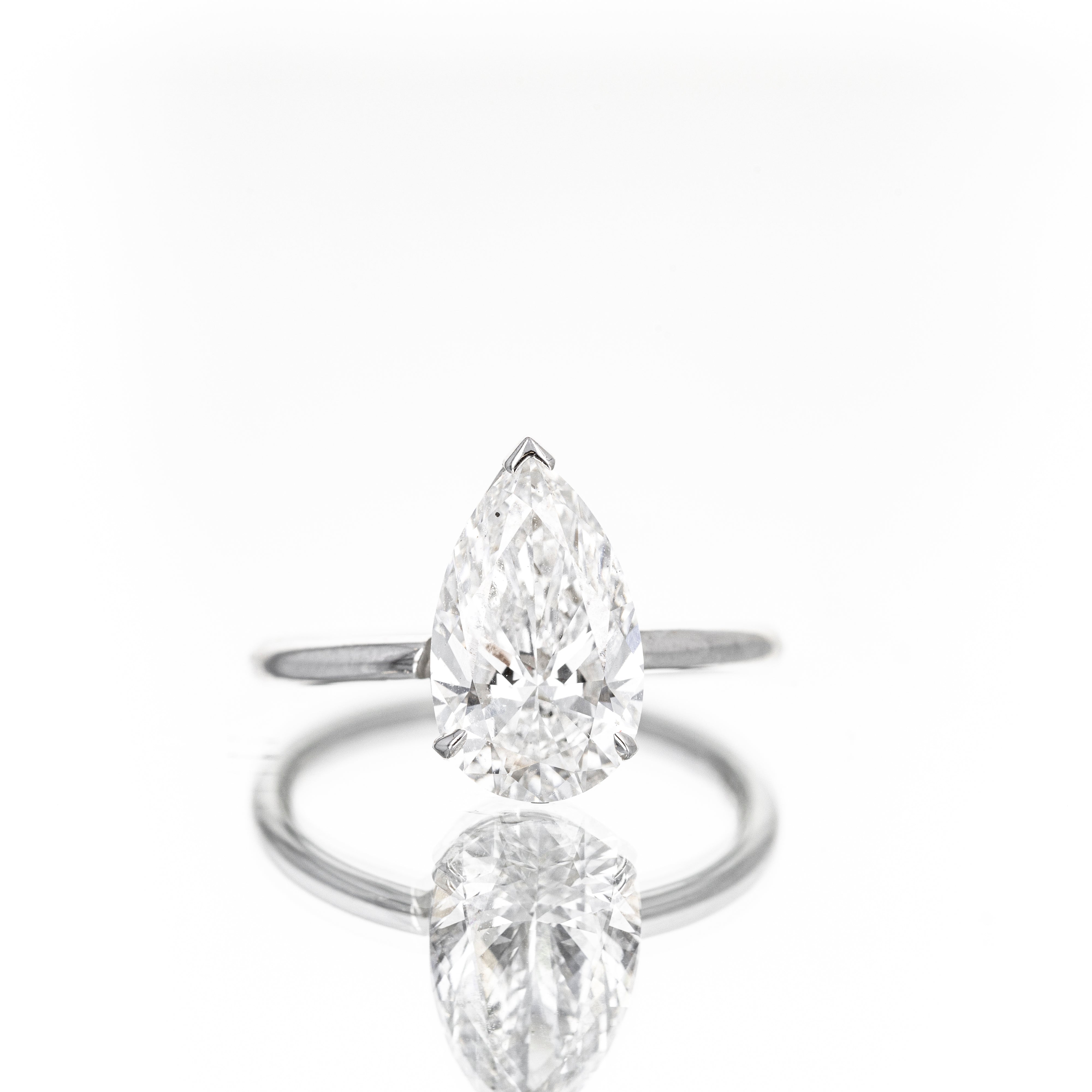 14K White Gold Lab Grown 3.03 Carat Pear Diamond Engagement Ring - Queen May