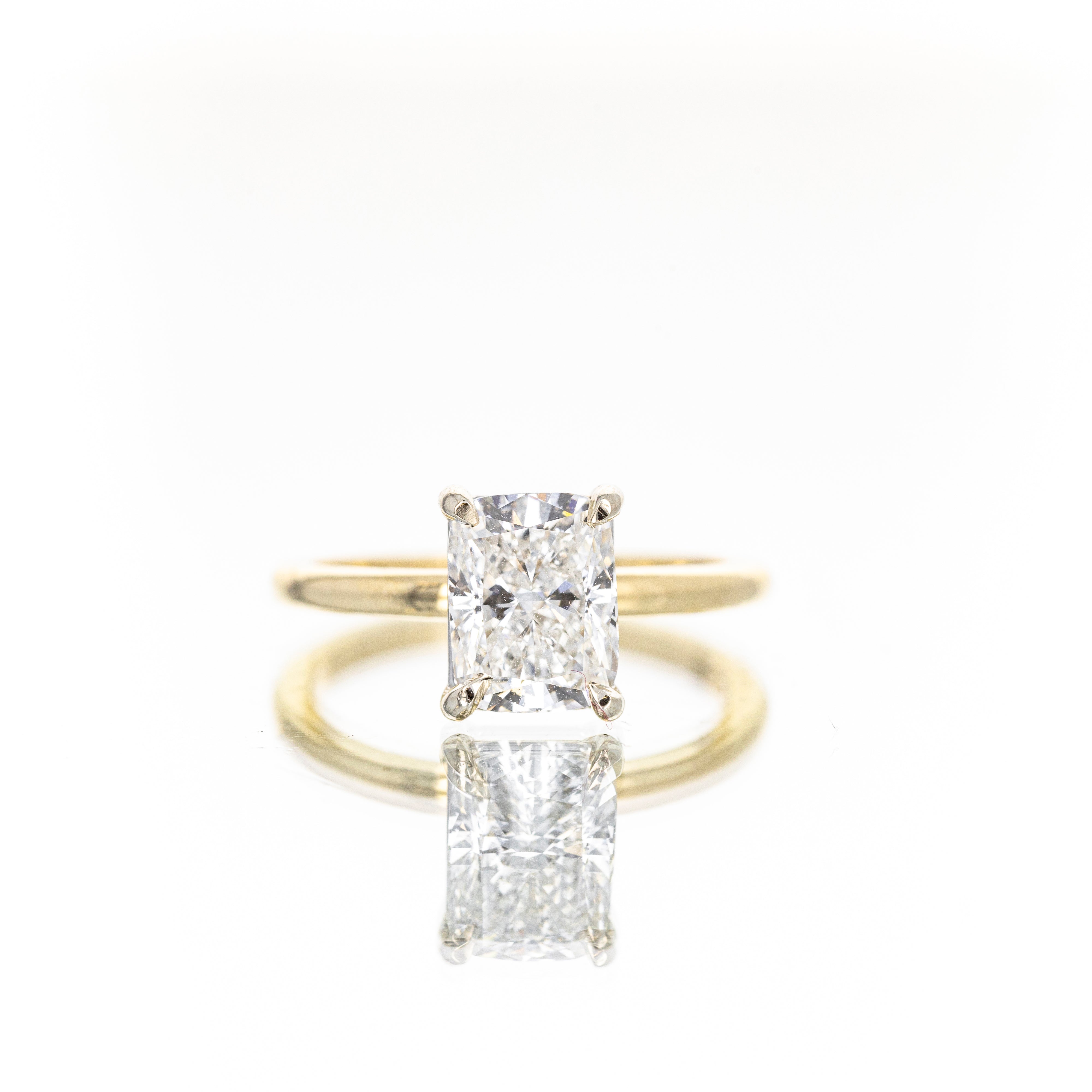 Lab Grown 2.12 Carat Cushion Cut Diamond Solitaire Engagement Ring - Queen May