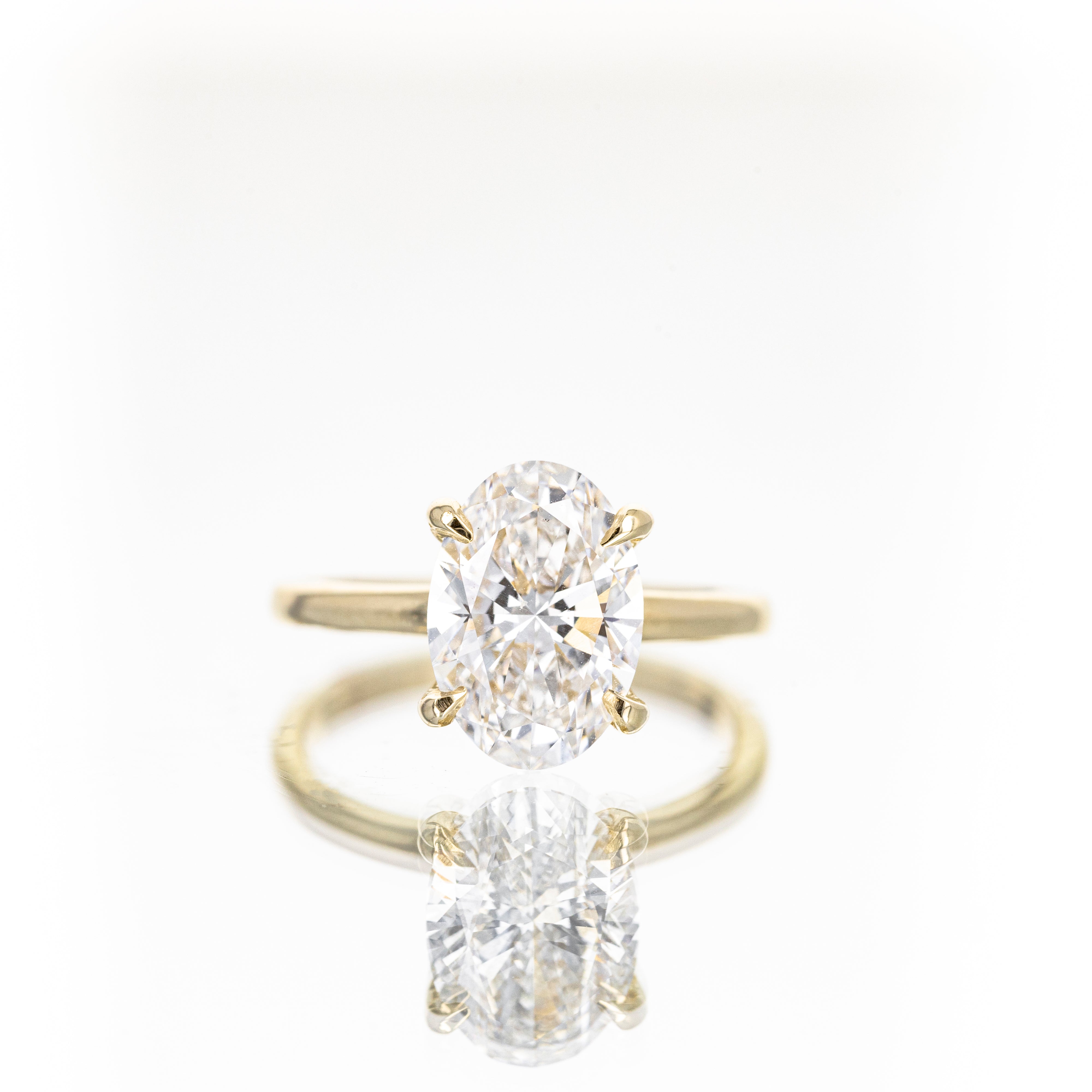 Lab Grown 3.05 Carat Oval Diamond Solitaire Engagement Ring - Queen May