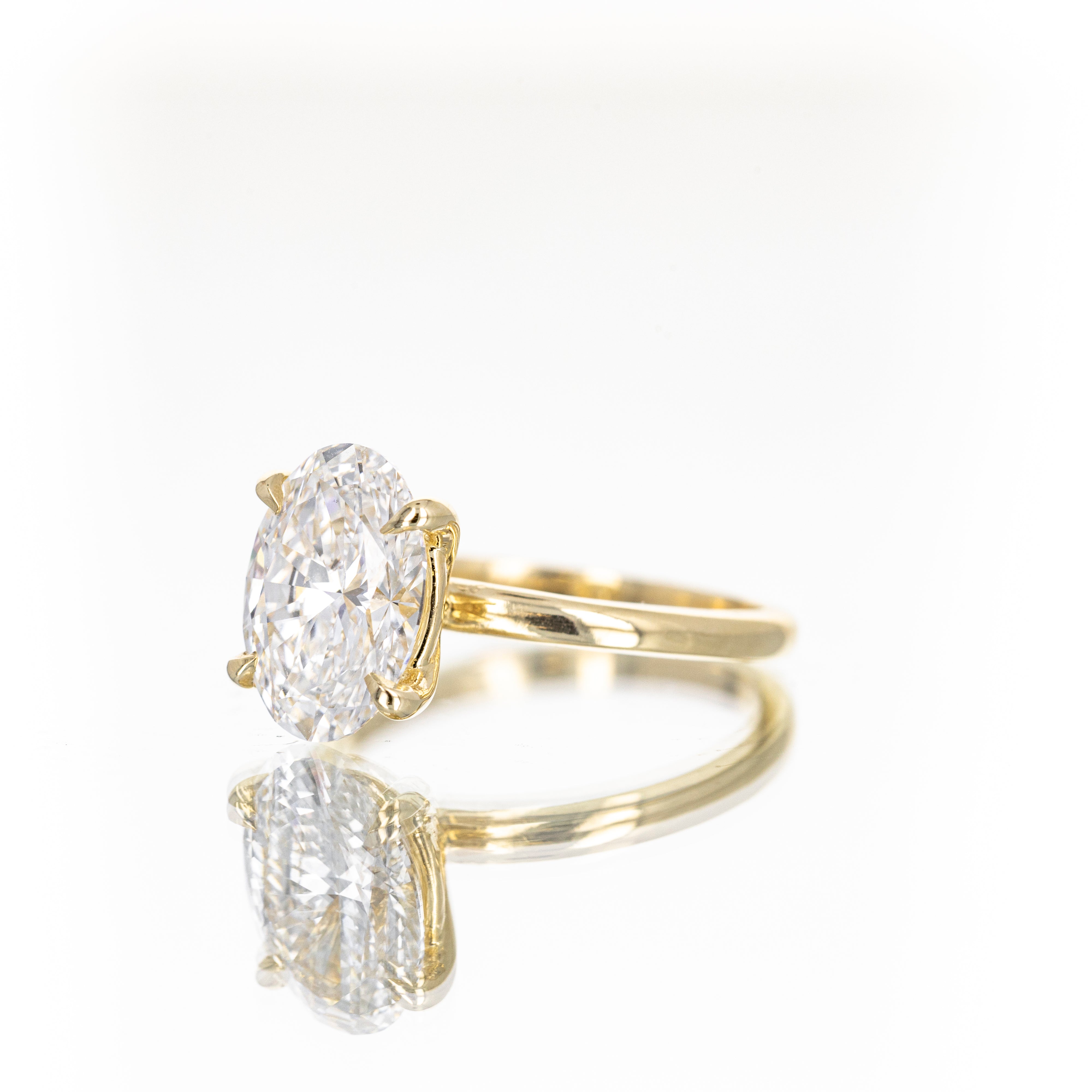 Lab Grown 3.05 Carat Oval Diamond Solitaire Engagement Ring - Queen May