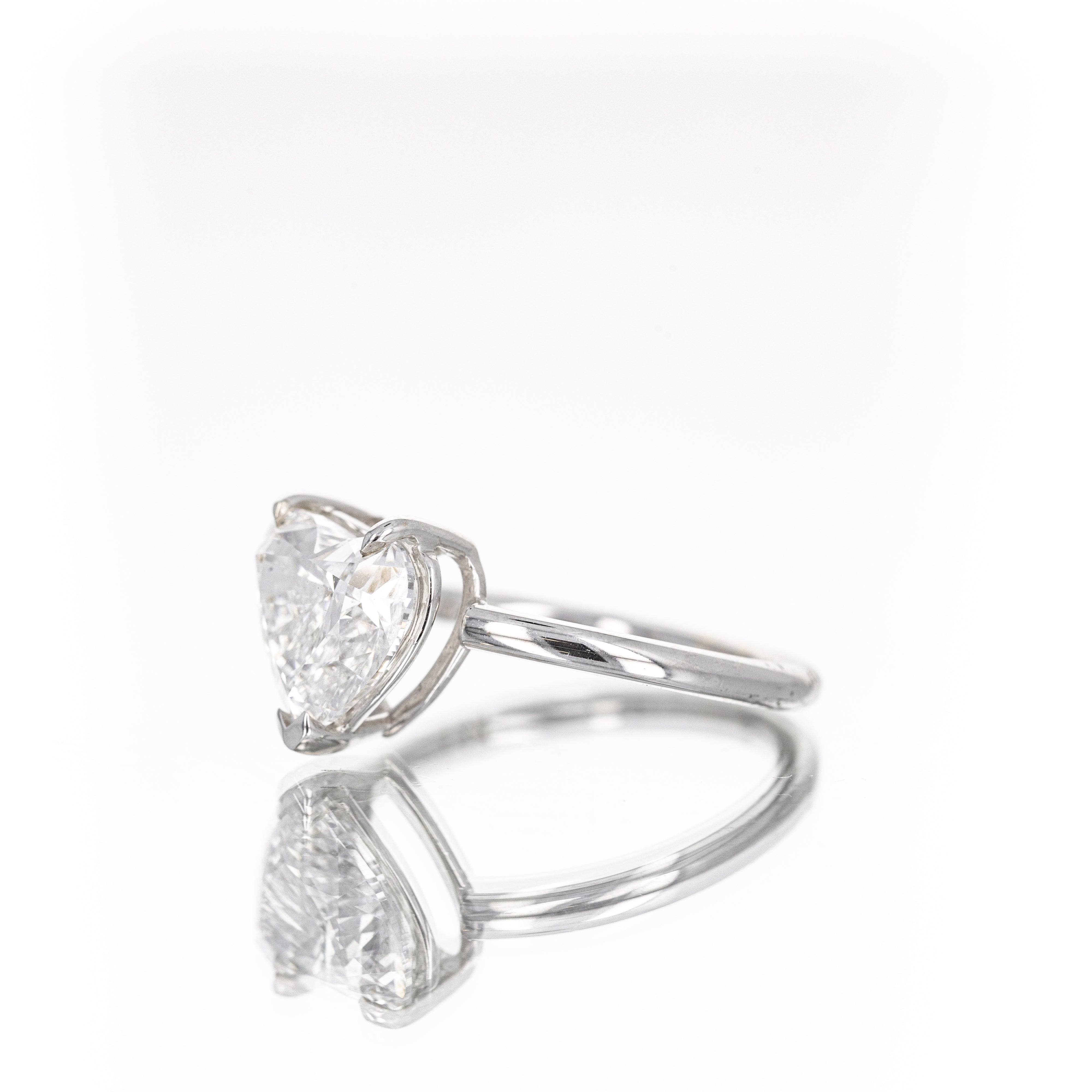Lab Grown 14K White Gold 2.46 Carat Heart Diamond Engagement Ring - Queen May