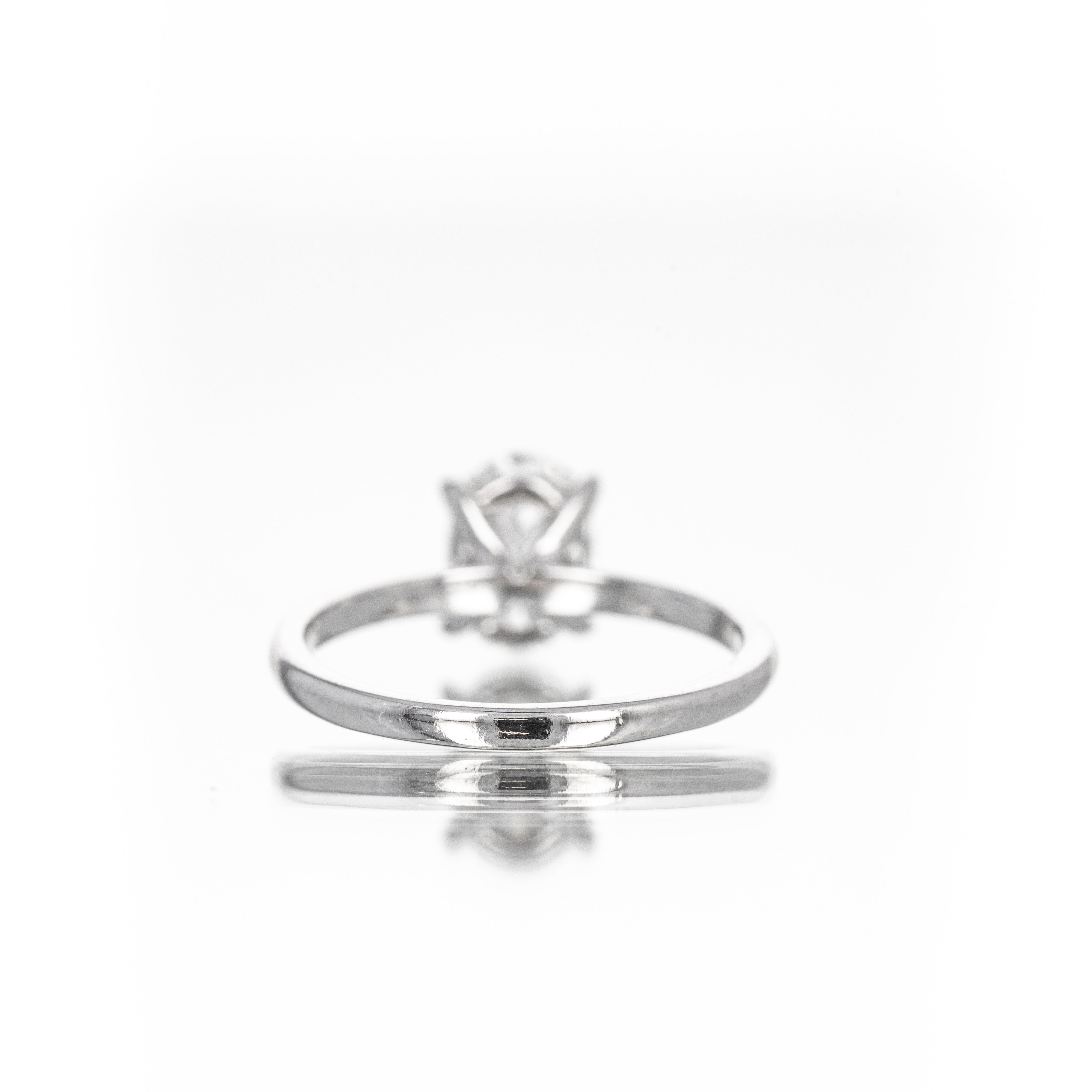 14K White Gold 1.52 Carat Oval Diamond Solitaire Engagement Ring - Queen May