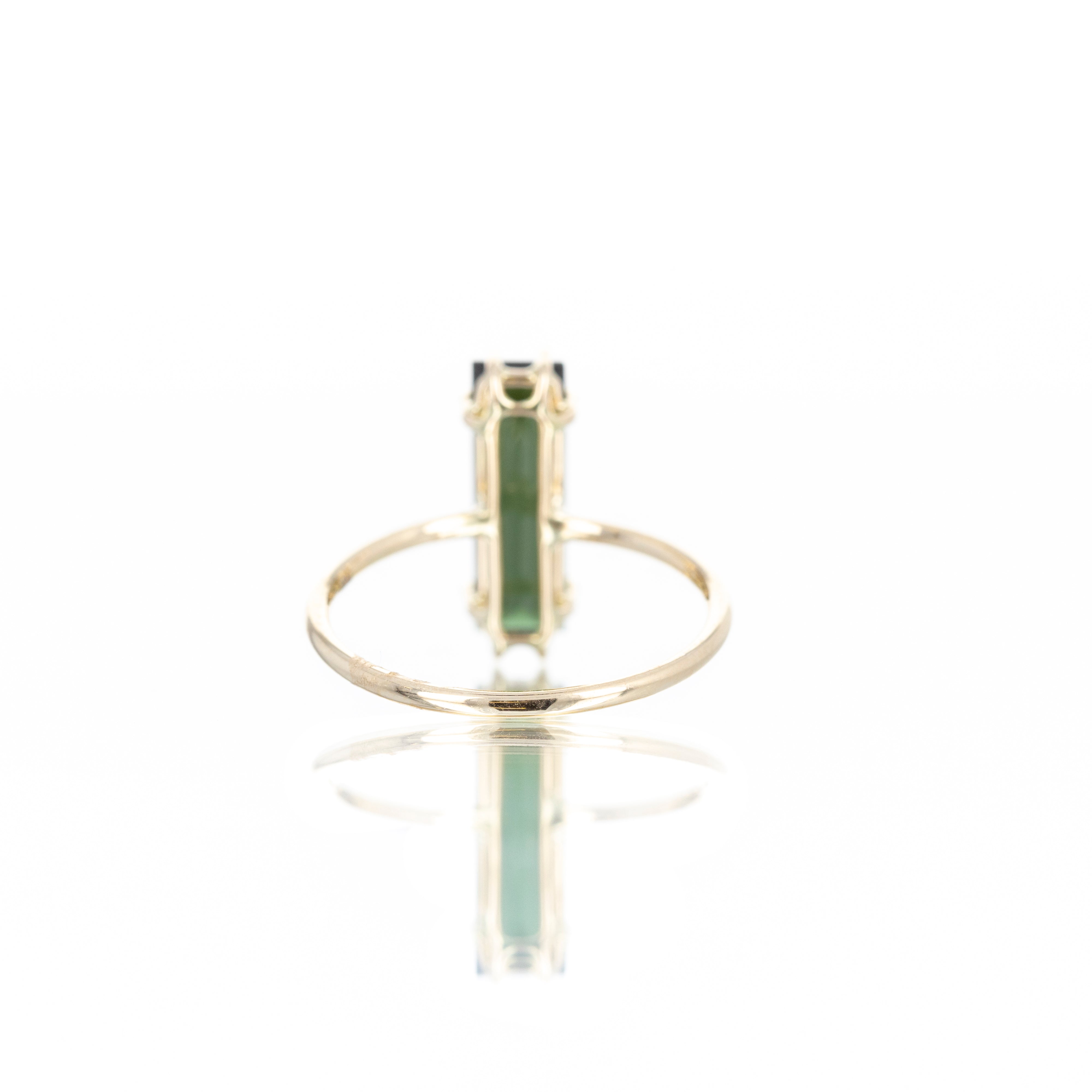 14K Yellow Gold 2 Carat Green Tourmaline Diamond Ring - Queen May
