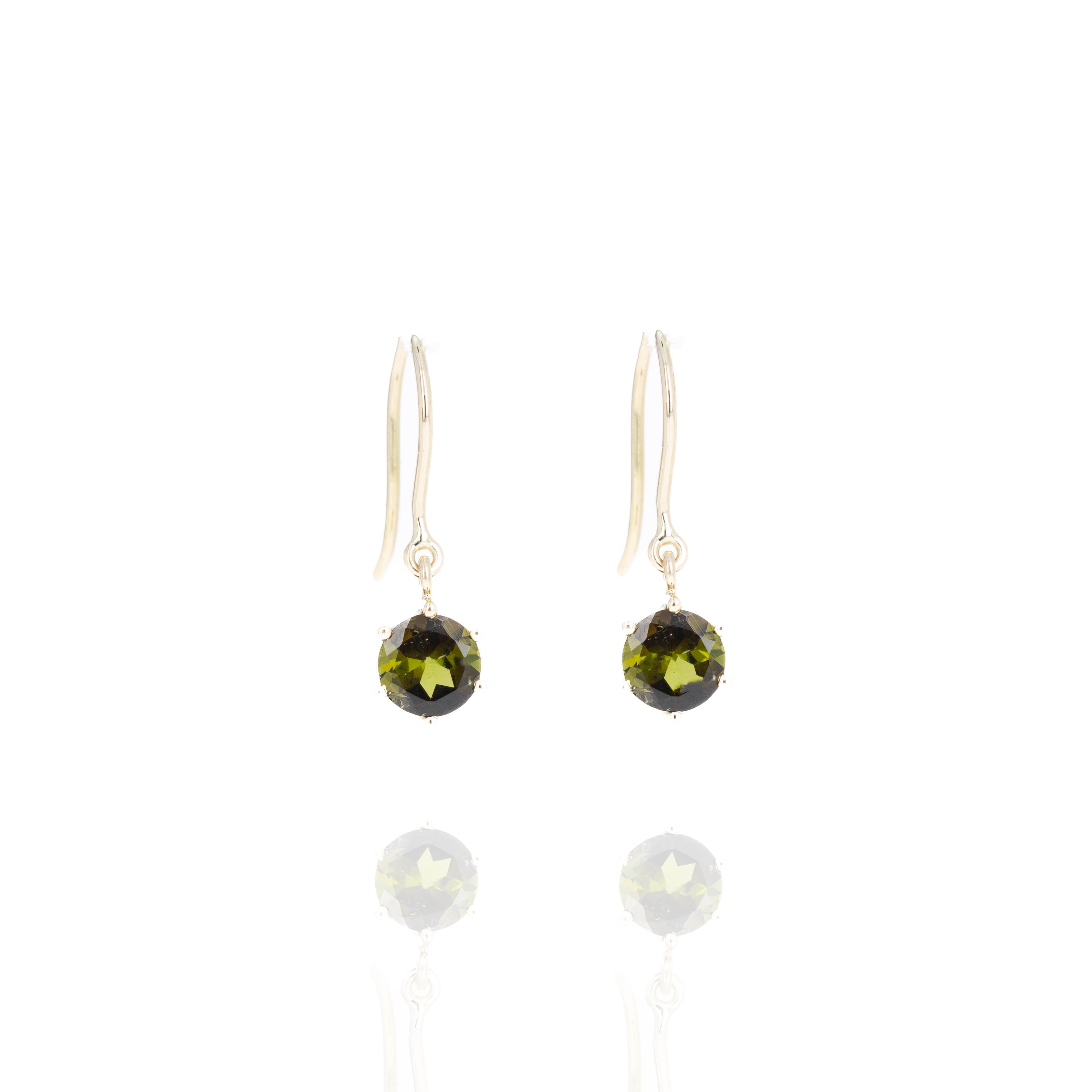 14K Yellow Gold 1.28 Carat Green Tourmaline Drop Earrings - Queen May