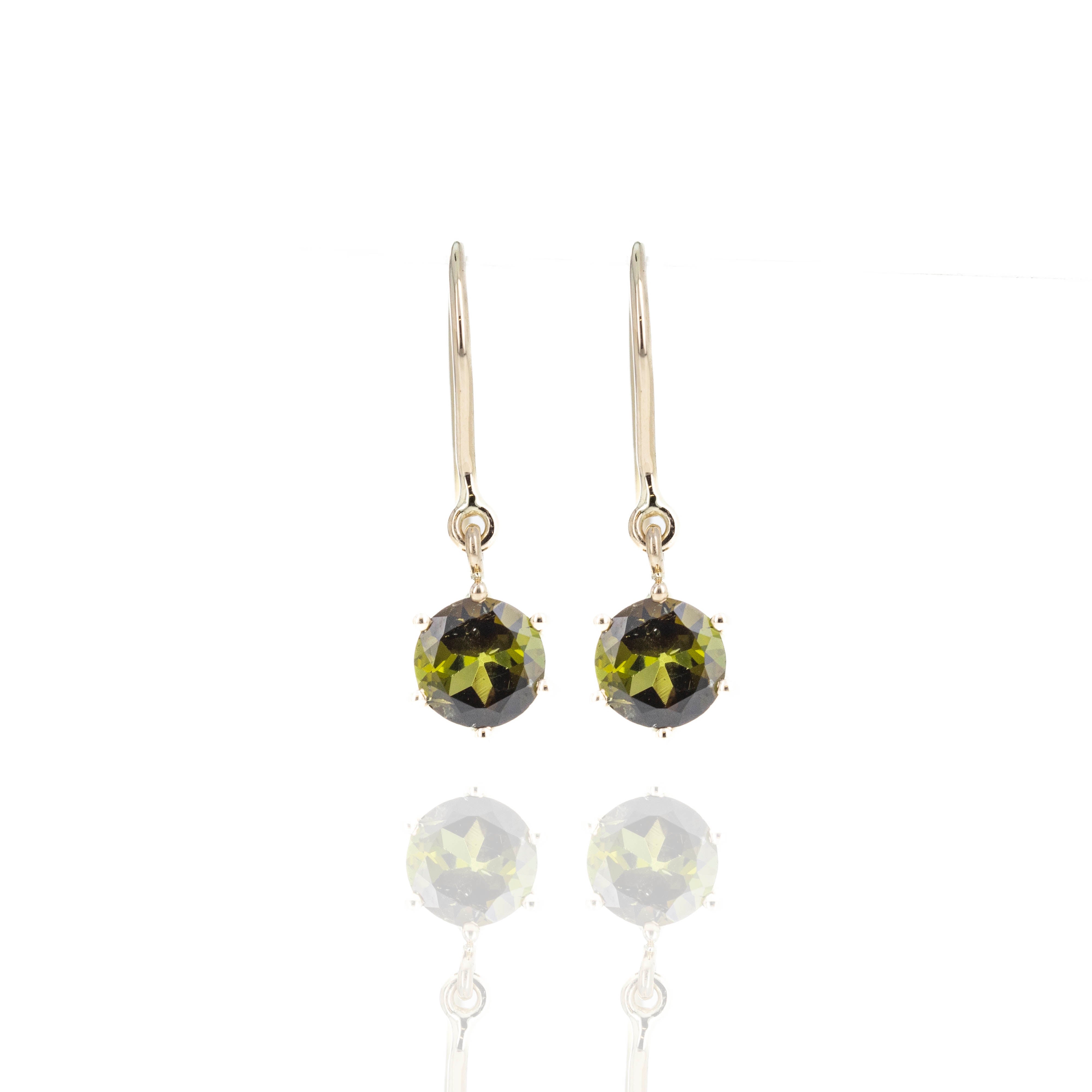 14K Yellow Gold 1.28 Carat Green Tourmaline Drop Earrings - Queen May
