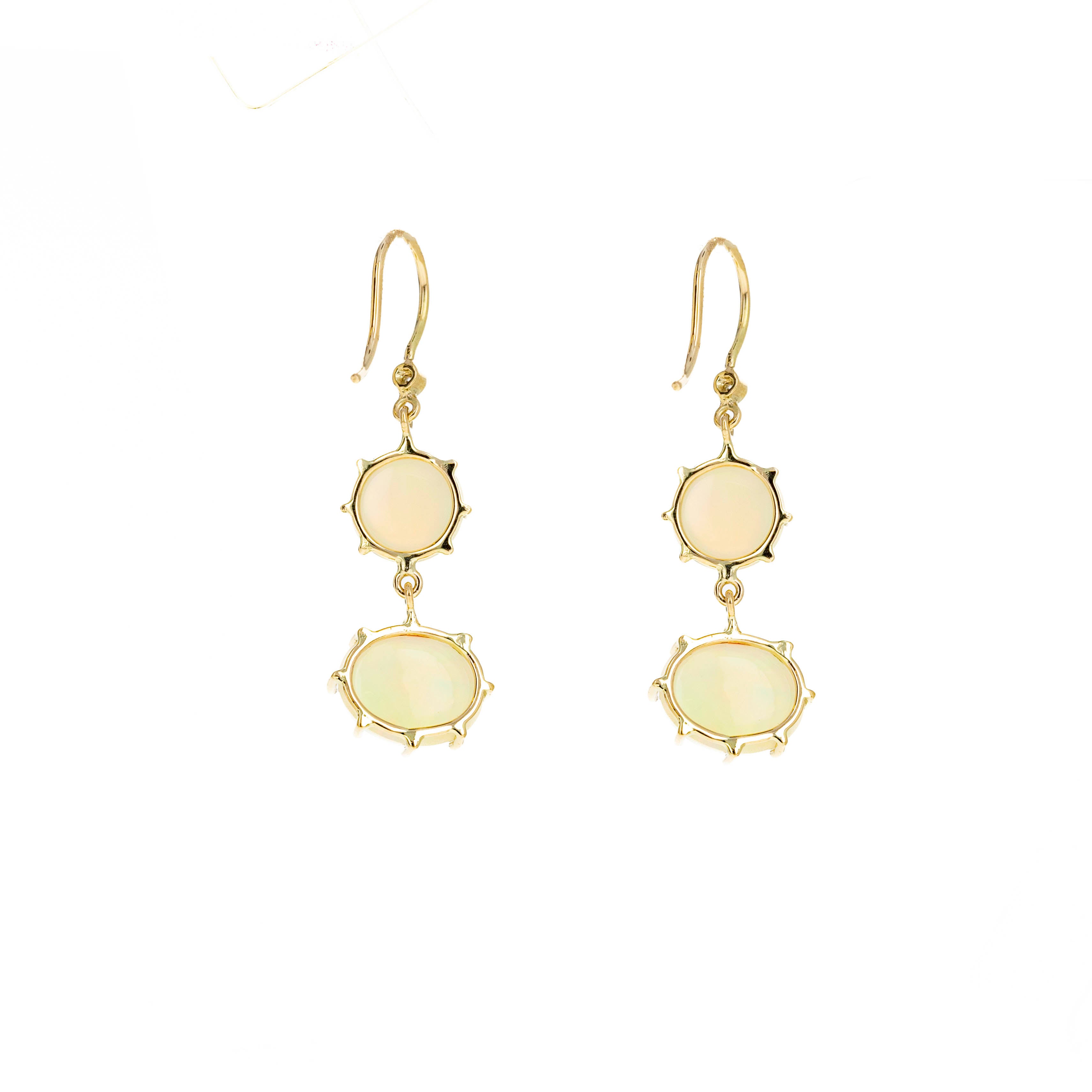 14K Yellow Gold 6.43 Carat Opal Diamond Drop Earrings - Queen May