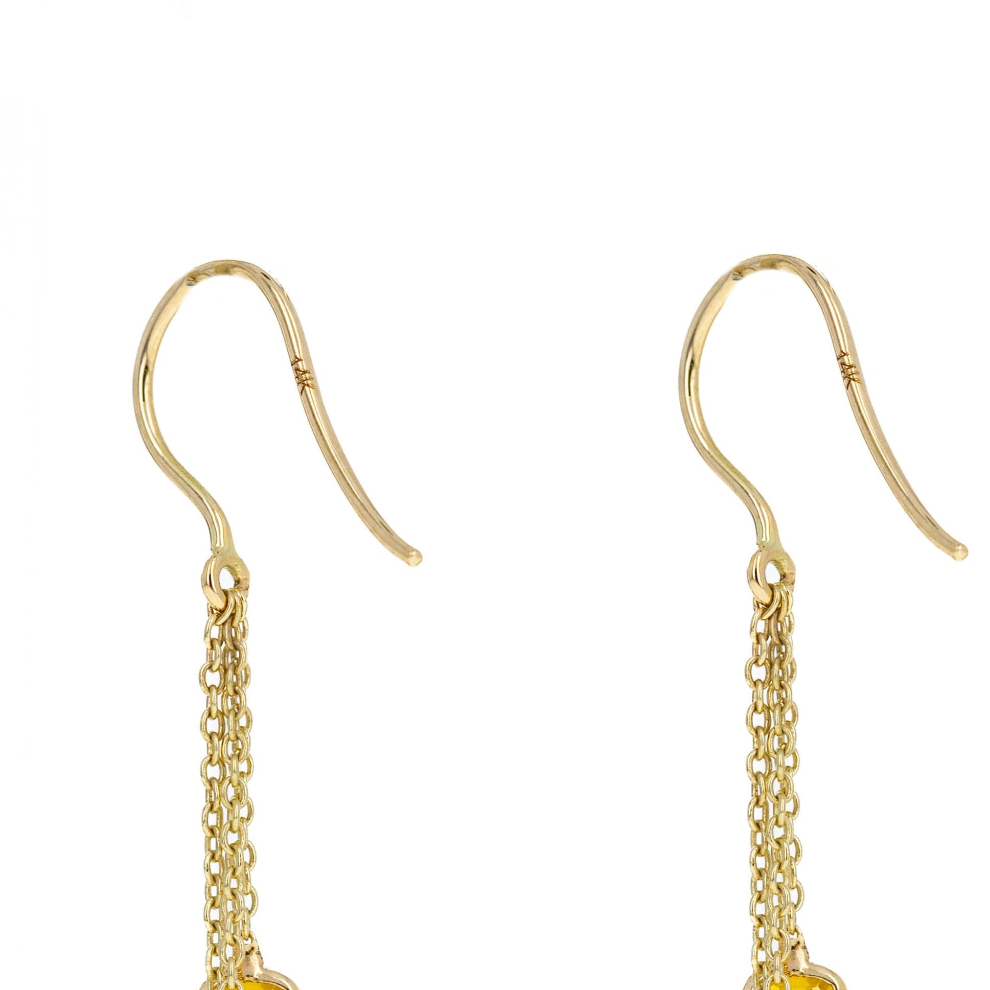 14K Yellow Gold 2.72 Carat Multi-Color Sapphire Bezel Chain Drop Earrings - Queen May