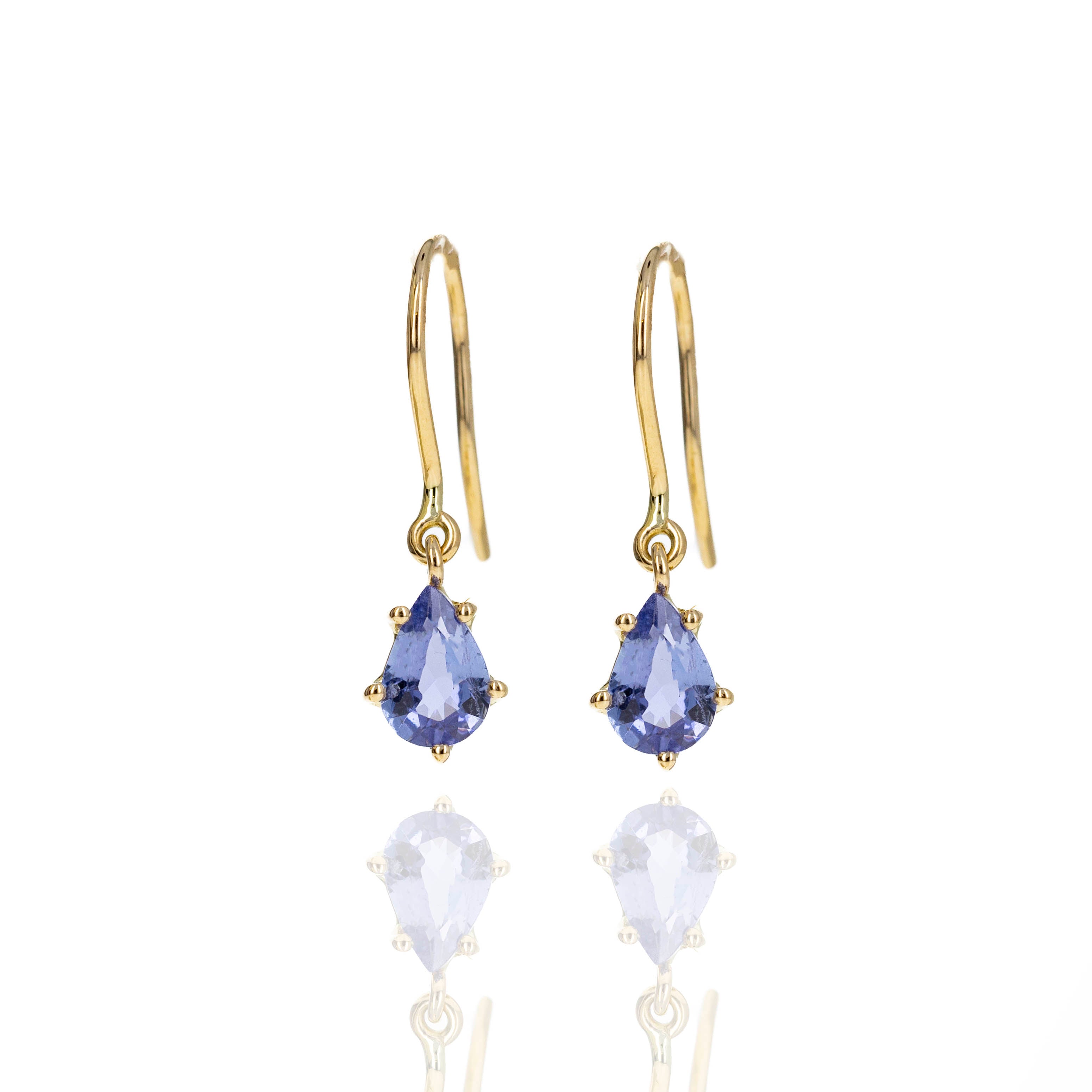 14K Yellow Gold 0.81 Carat Tanzanite Drop Earrings - Queen May