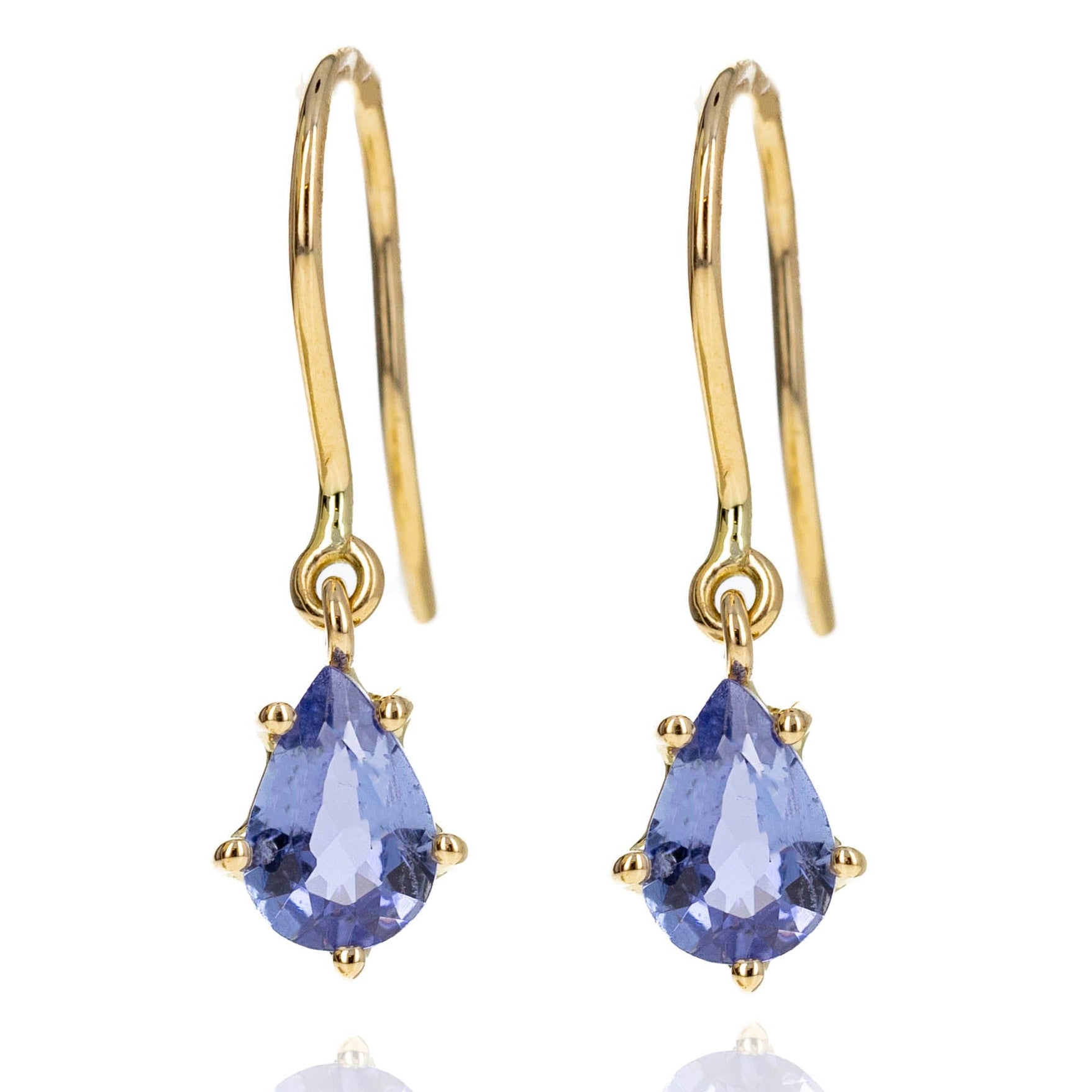 14K Yellow Gold 0.81 Carat Tanzanite Drop Earrings - Queen May