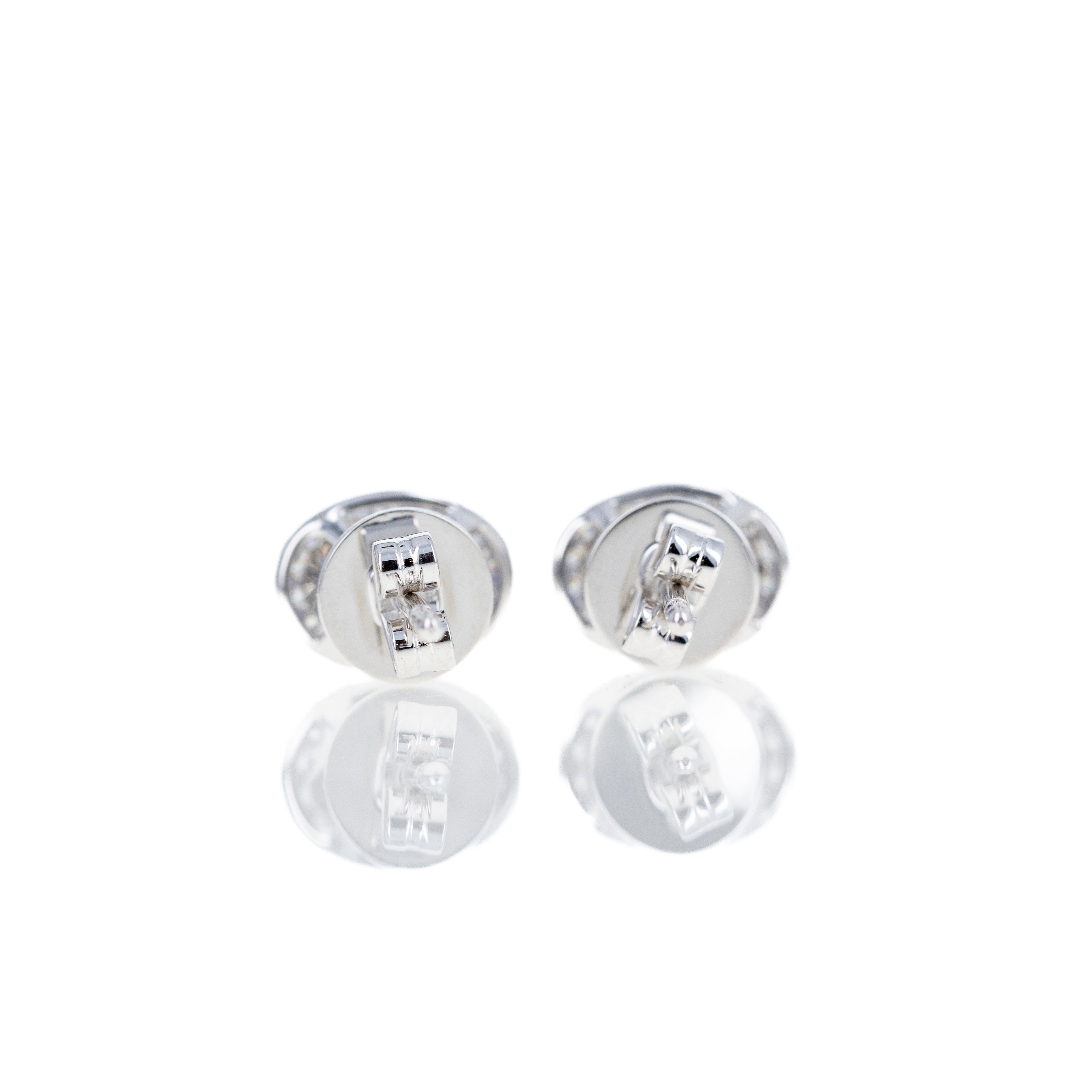 18K White Gold 0.95 Carat Sapphire Diamond Halo Stud Earrings - Queen May