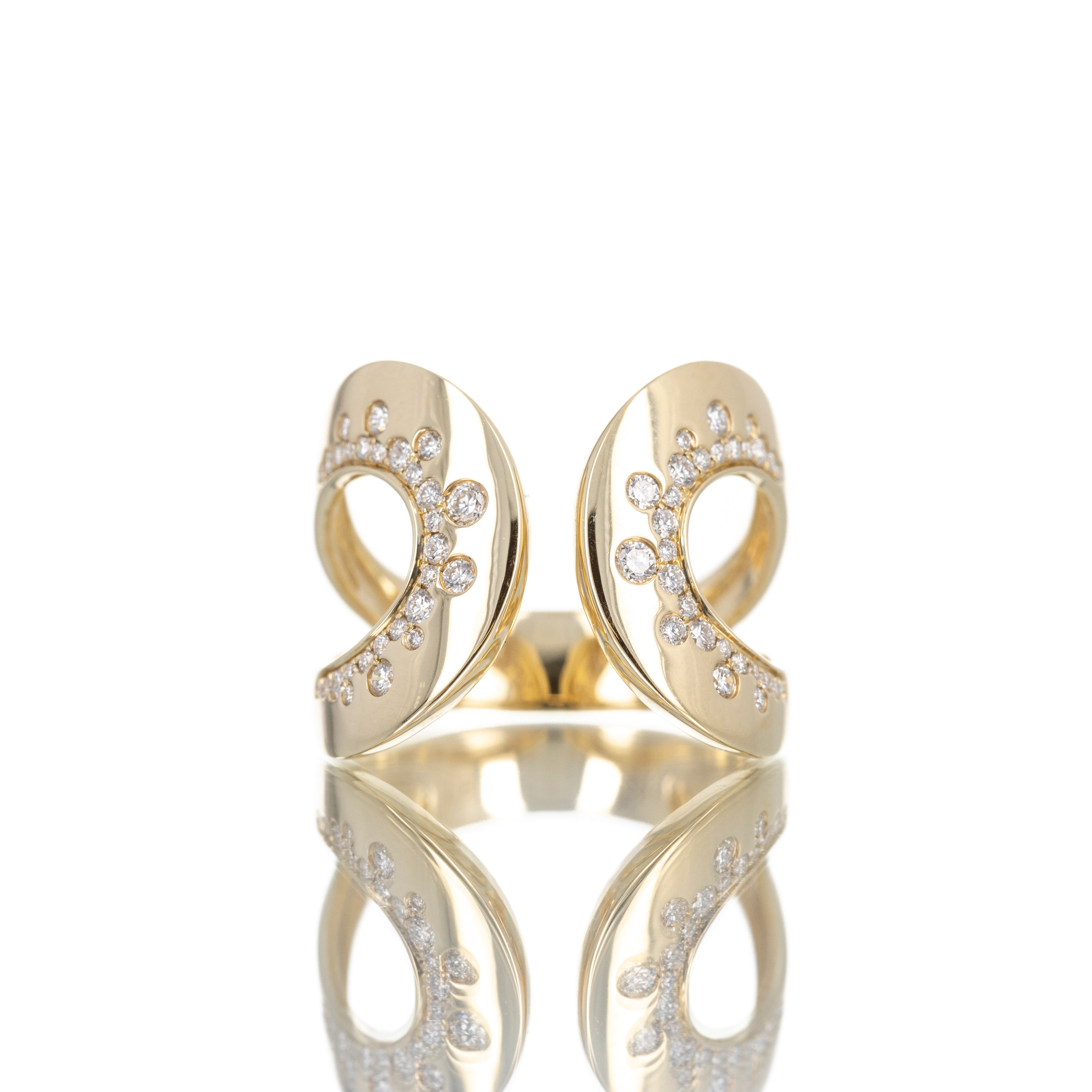 14K Yellow Gold 0.45 Carat Diamond Wide Teardrop Open Ring - Queen May