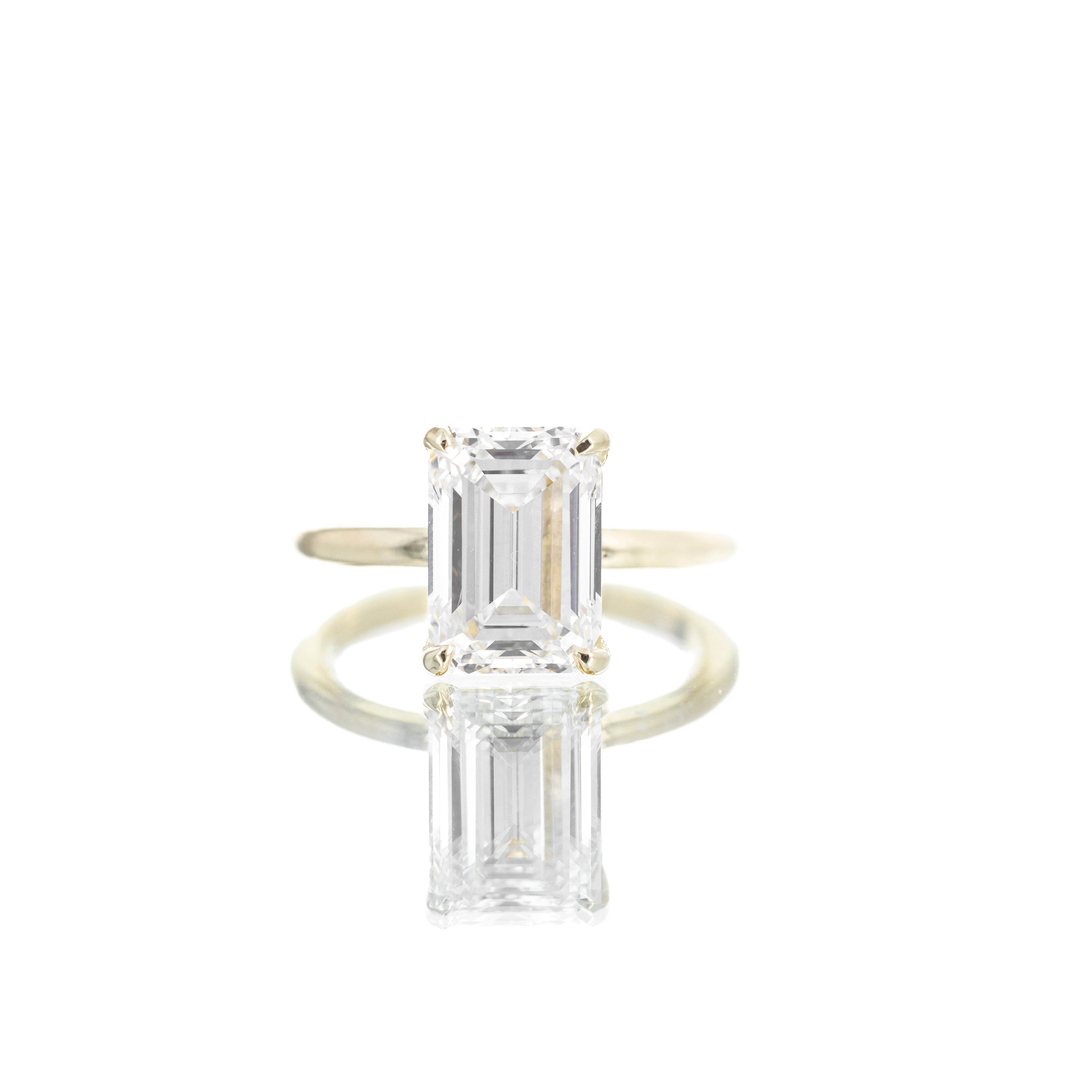Lab Grown 4.01 Carat Emerald Diamond Solitaire Engagement Ring - Queen May