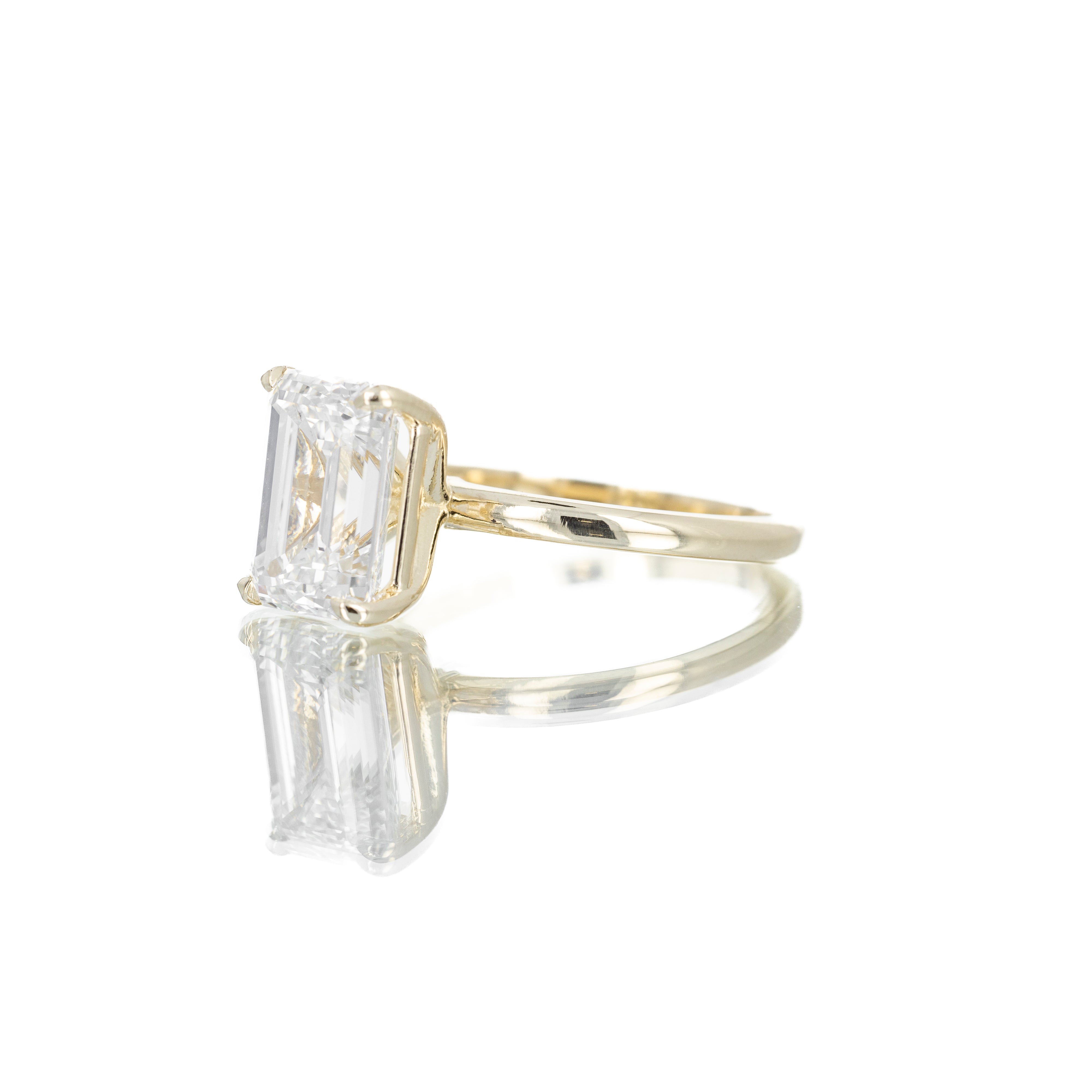 Lab Grown 4.01 Carat Emerald Diamond Solitaire Engagement Ring - Queen May