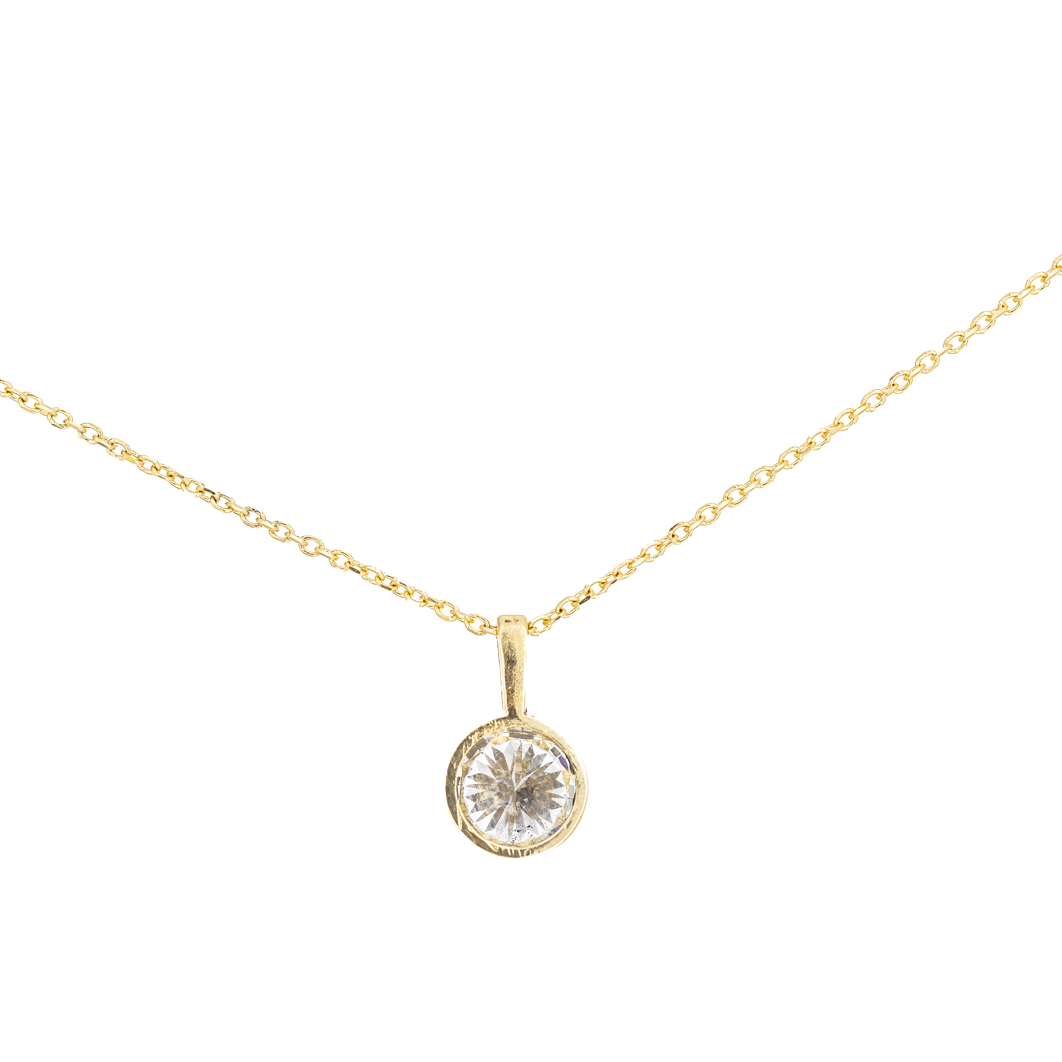 Lab Grown 1.02 Carat Round Diamond Solitaire Bezel Pendant Necklace - Queen May