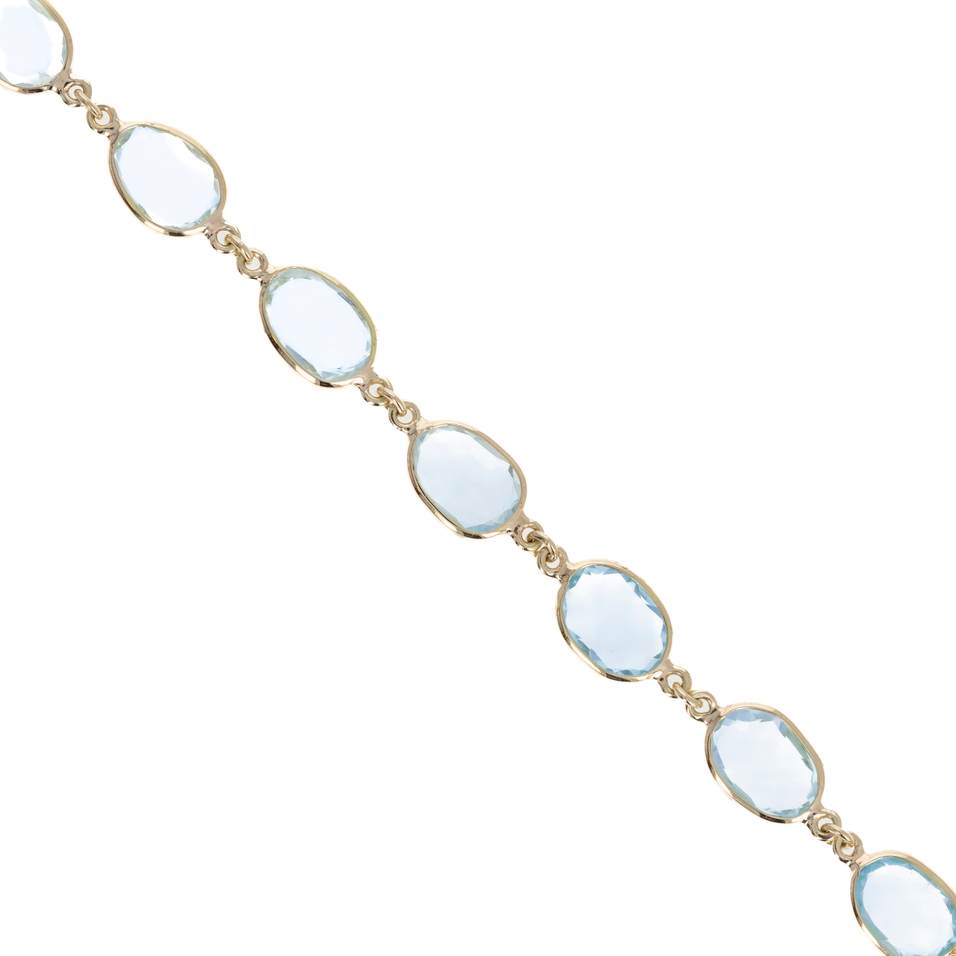 14K Yellow Gold 12.60 Carat Sky Blue Topaz Bezel Bracelet - Queen May