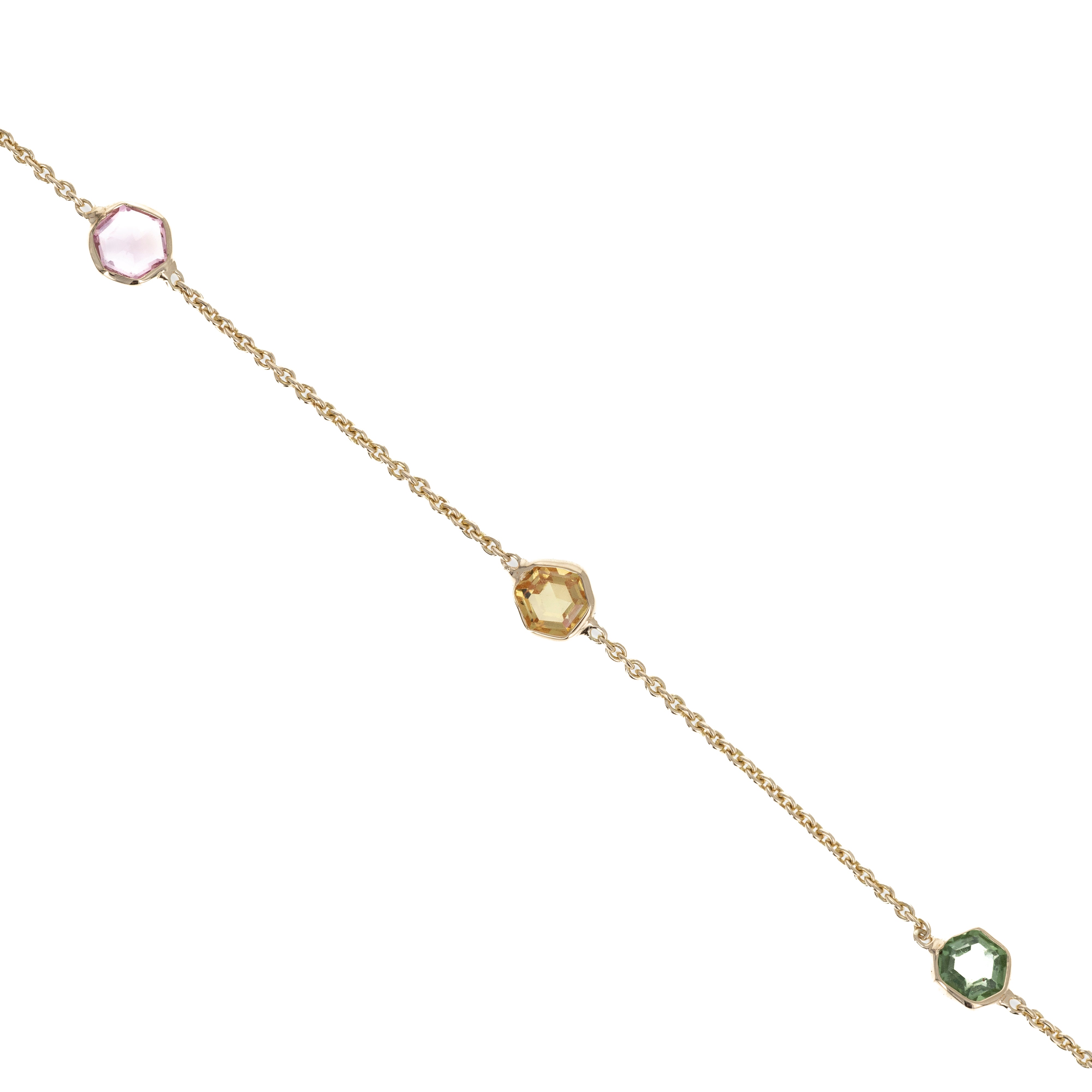 14K Yellow Gold 1.67 Carat Multicolor Sapphire Bezel Bracelet - Queen May