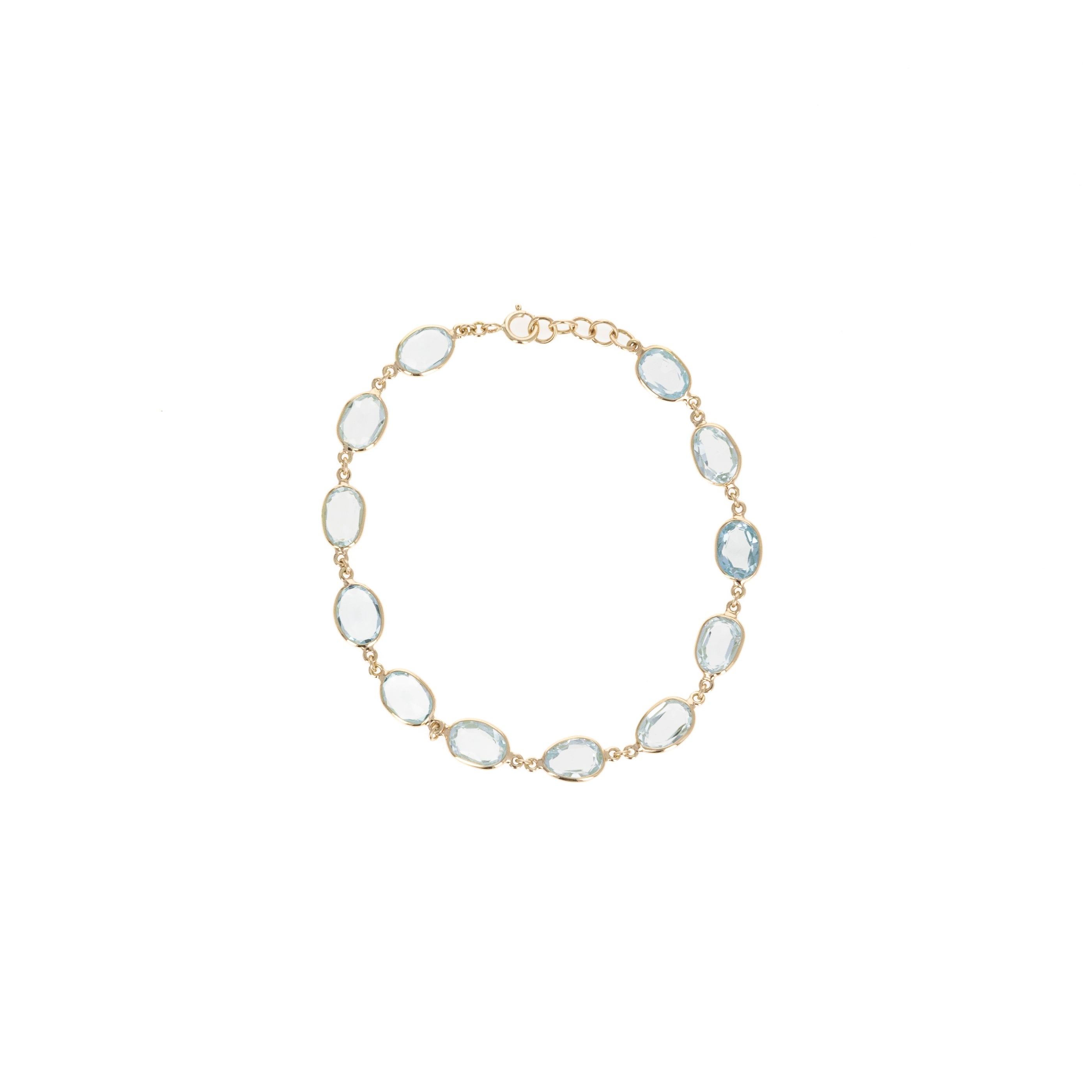 14K Yellow Gold 12.60 Carat Sky Blue Topaz Bezel Bracelet - Queen May