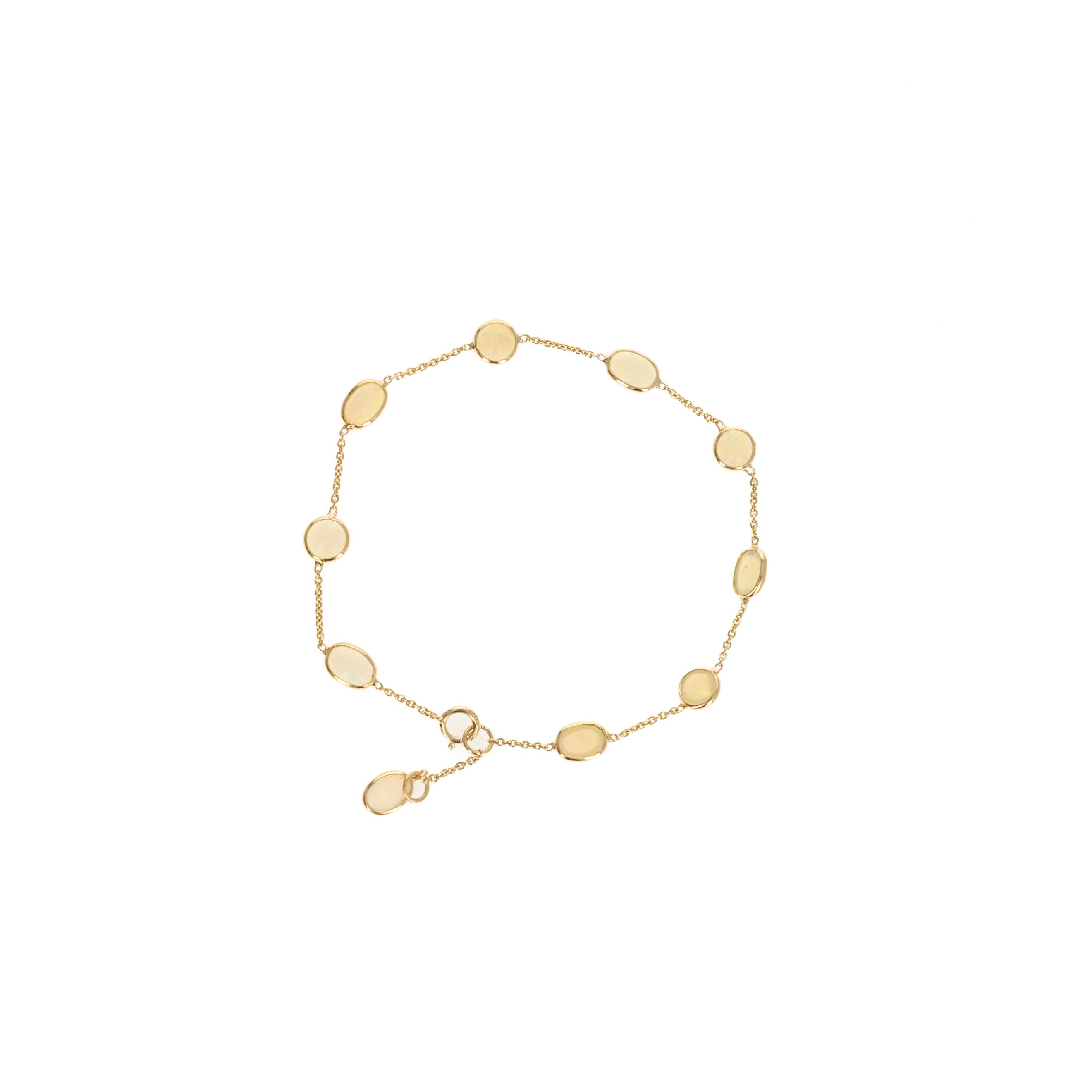 14K Yellow Gold 2.98 Opal Bezel Station Bracelet - Queen May
