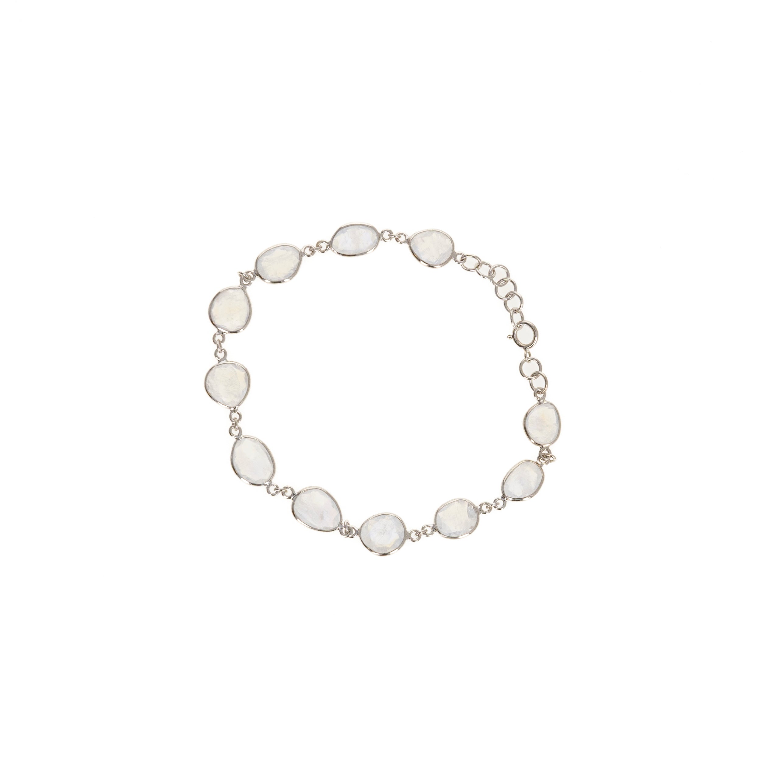 14K White Gold 10.24 Carat Moonstone Bezel Bracelet - Queen May