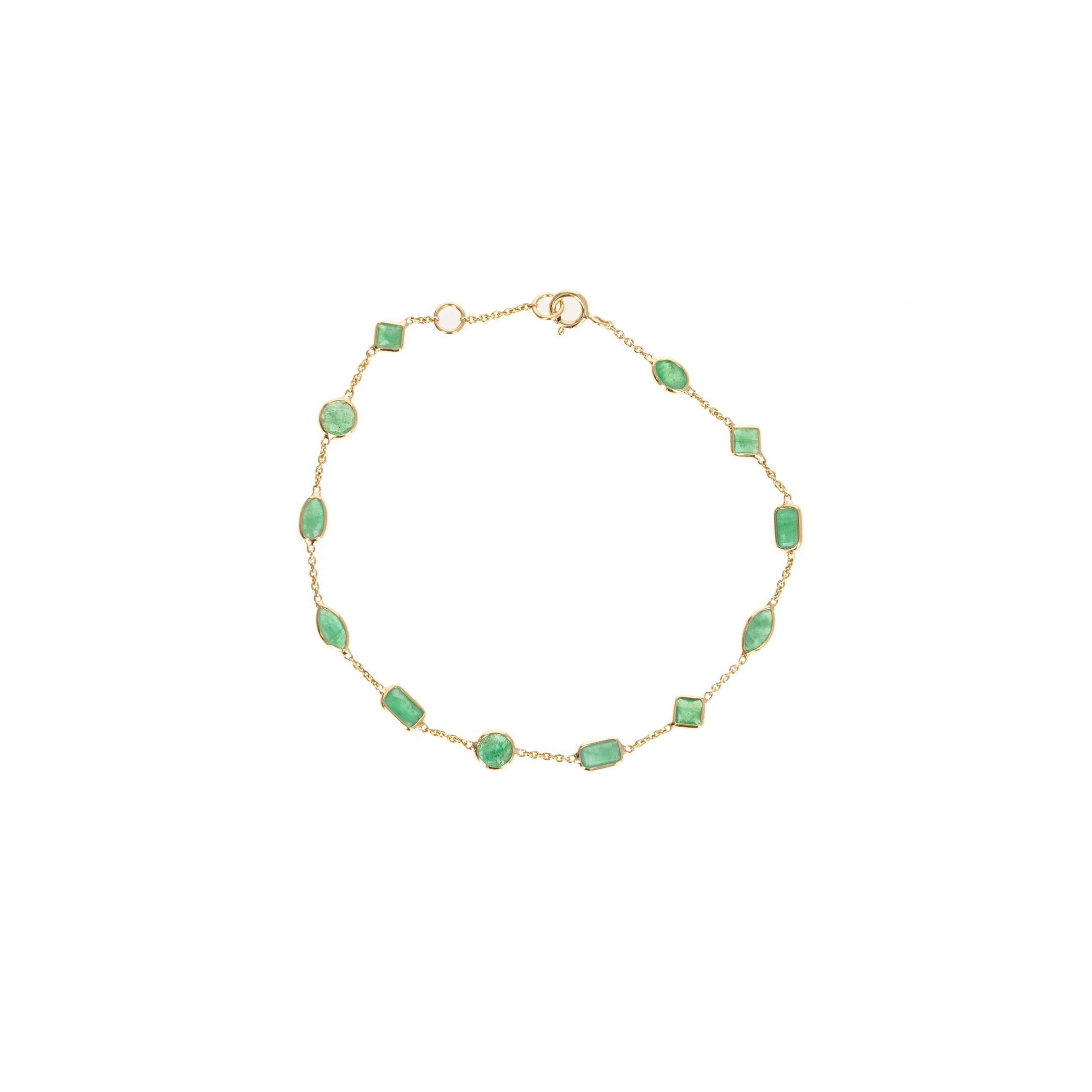 14K Yellow Gold 2.56 Carat Emerald Bezel Bracelet - Queen May