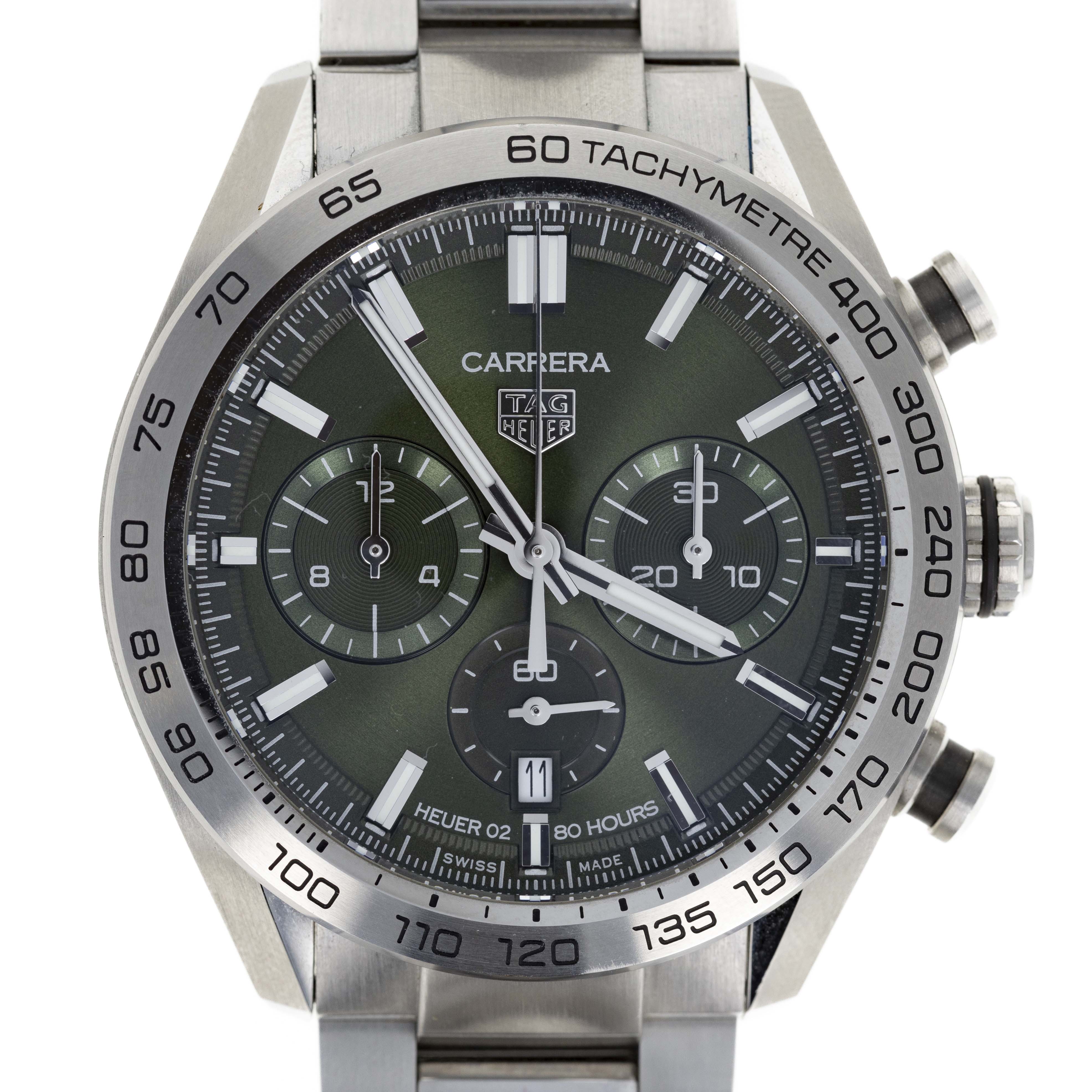 Tag Heuer Carrera 44MM Green Dial Chronograph Automatic Reference CBN2A10.BA0643 With Box and Papers - Queen May