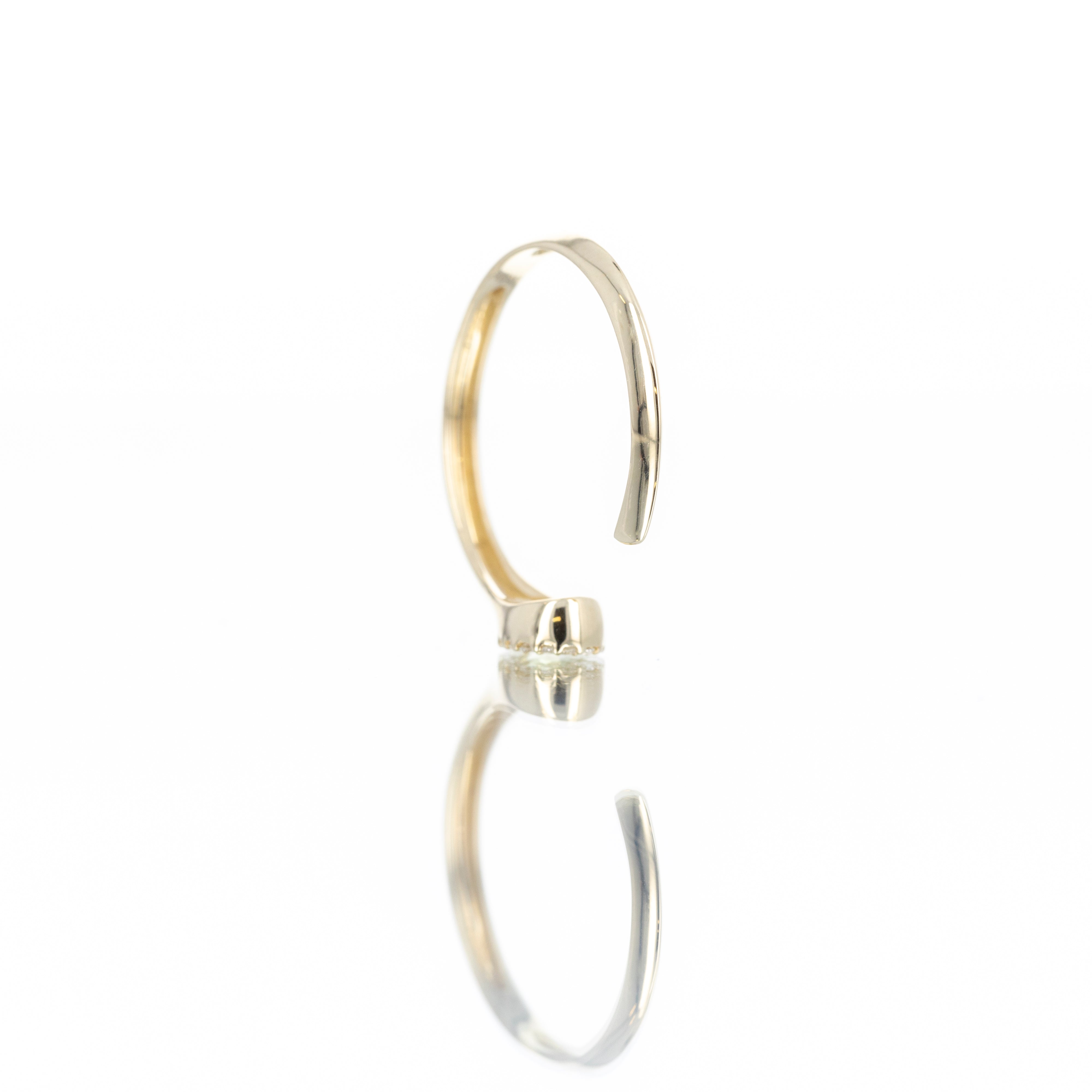 14K Yellow Gold 0.05 Carat Diamond Peridot Halo Open Ring - Queen May