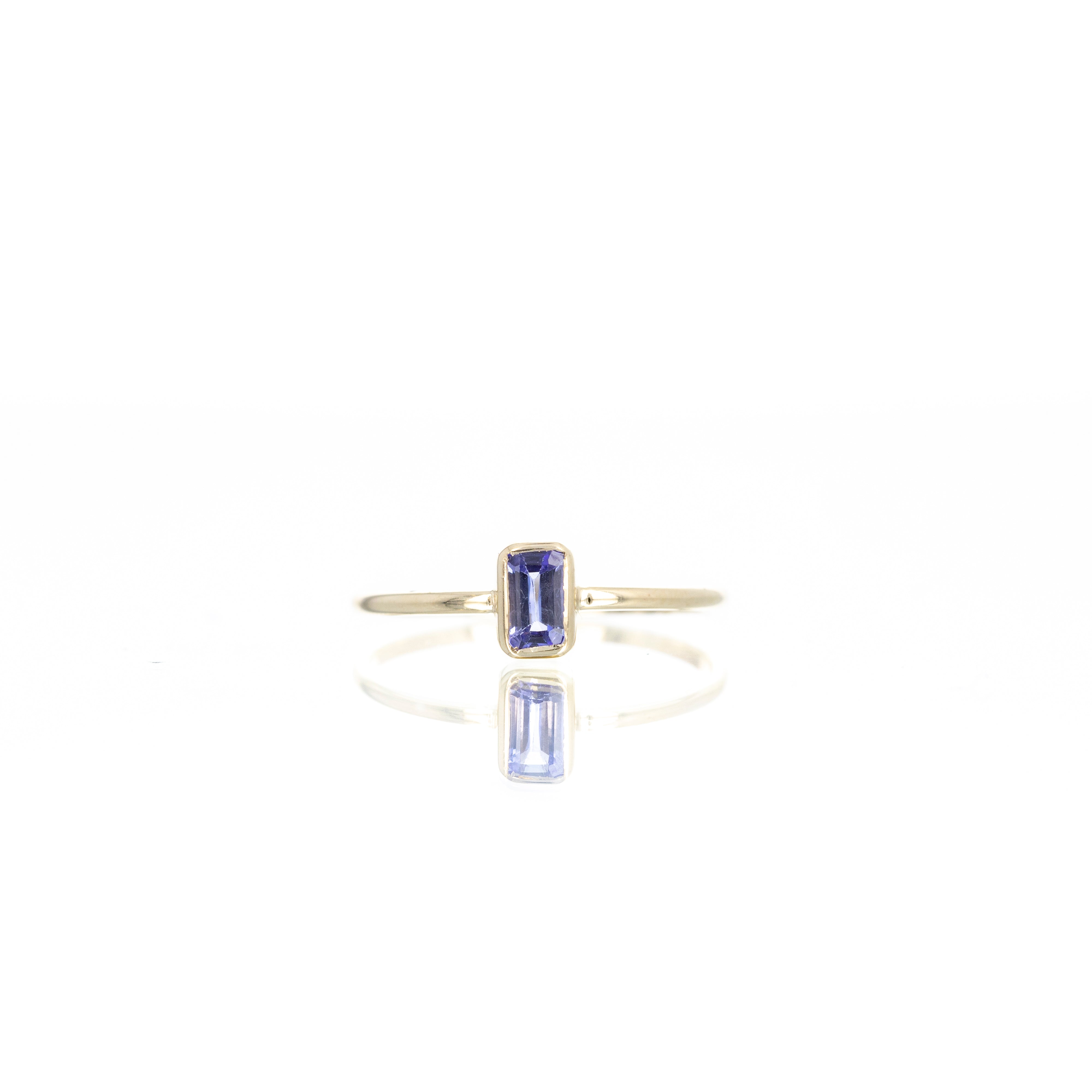 14K Yellow Gold 0.28 Carat Tanzanite Bezel Ring - Queen May