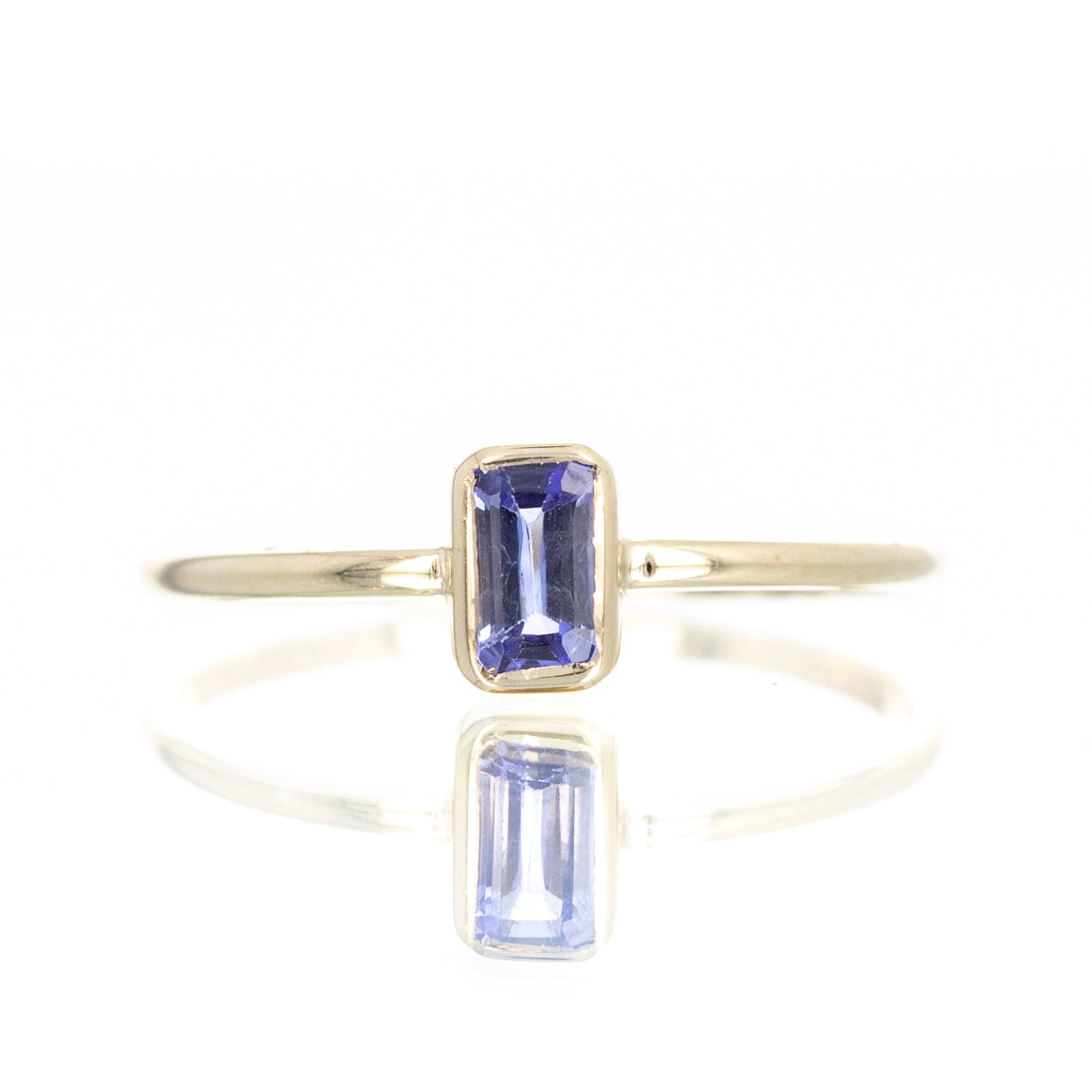 14K Yellow Gold 0.28 Carat Tanzanite Bezel Ring - Queen May
