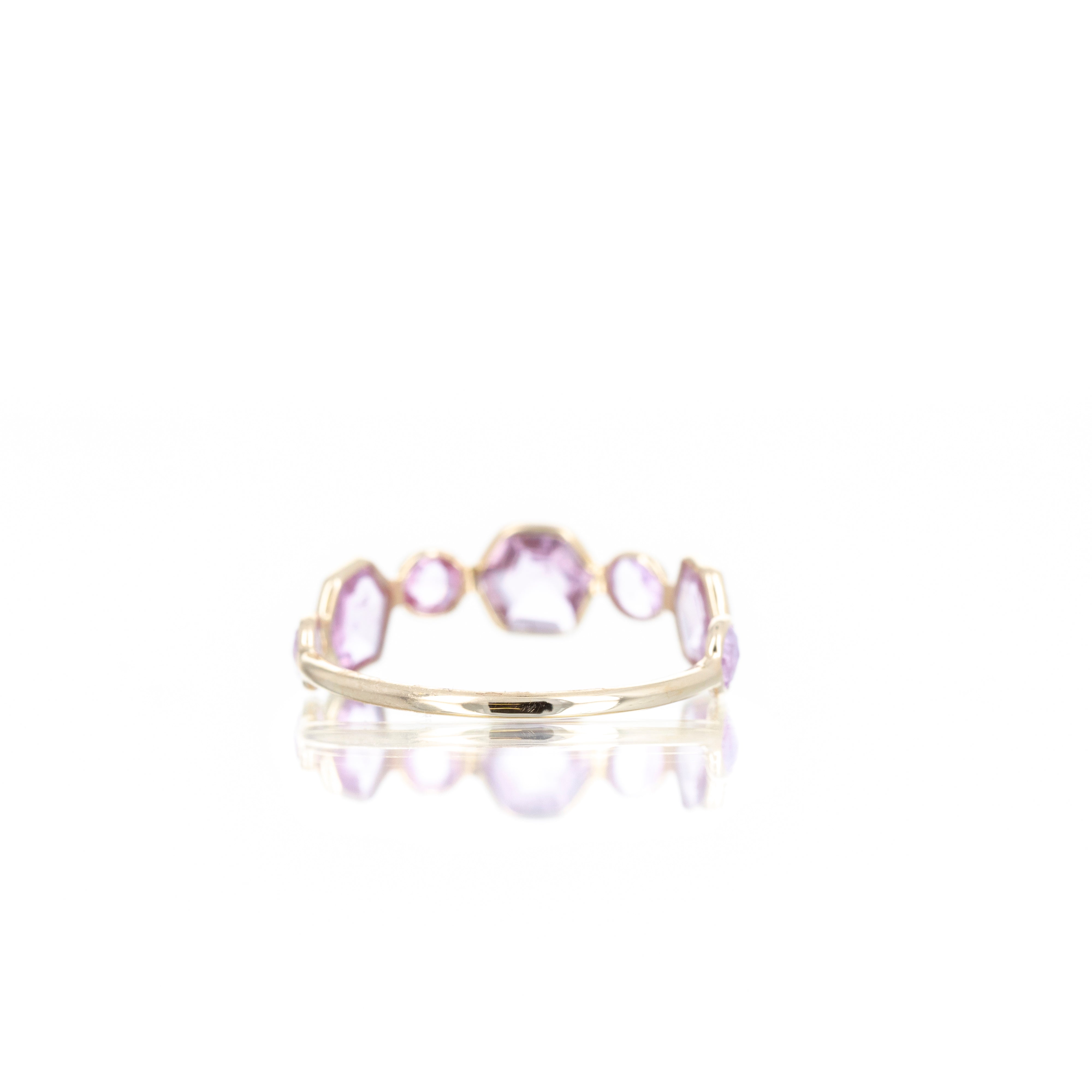 14K Yellow Gold 2.03 Carat Pink Sapphire Hexagon Bezel Ring - Queen May