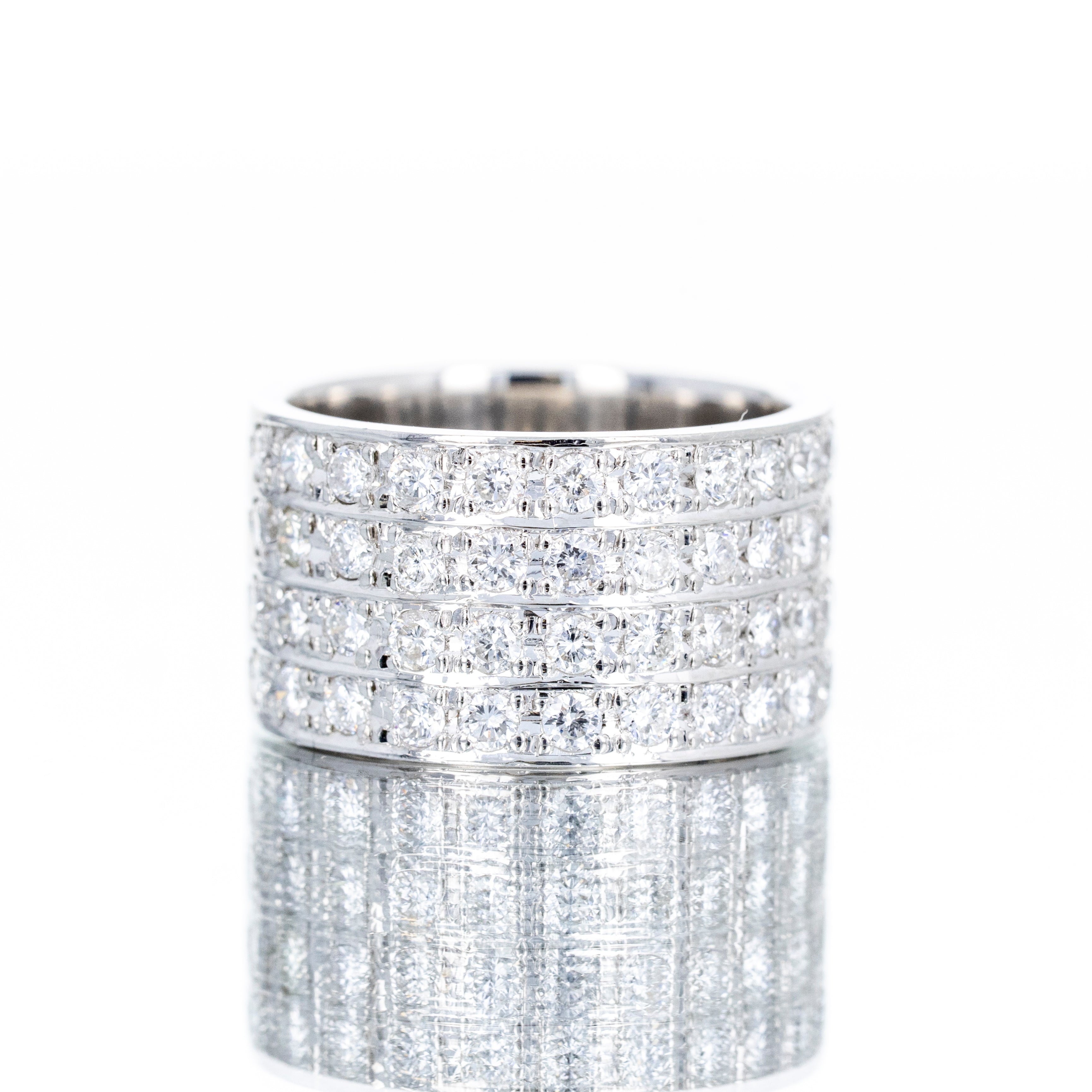 Platinum 1.65 Carat Round Diamond Pave Cigar Band - Queen May