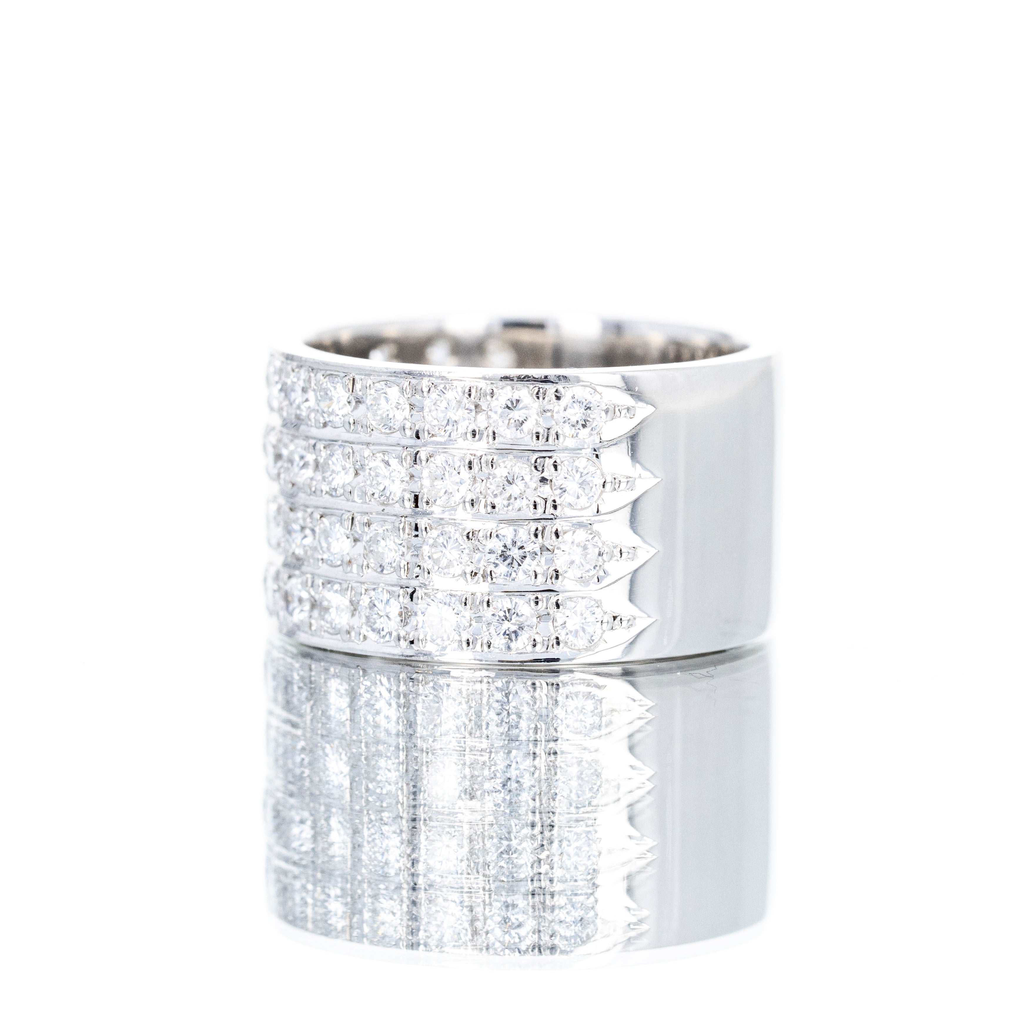 Platinum 1.65 Carat Round Diamond Pave Cigar Band - Queen May