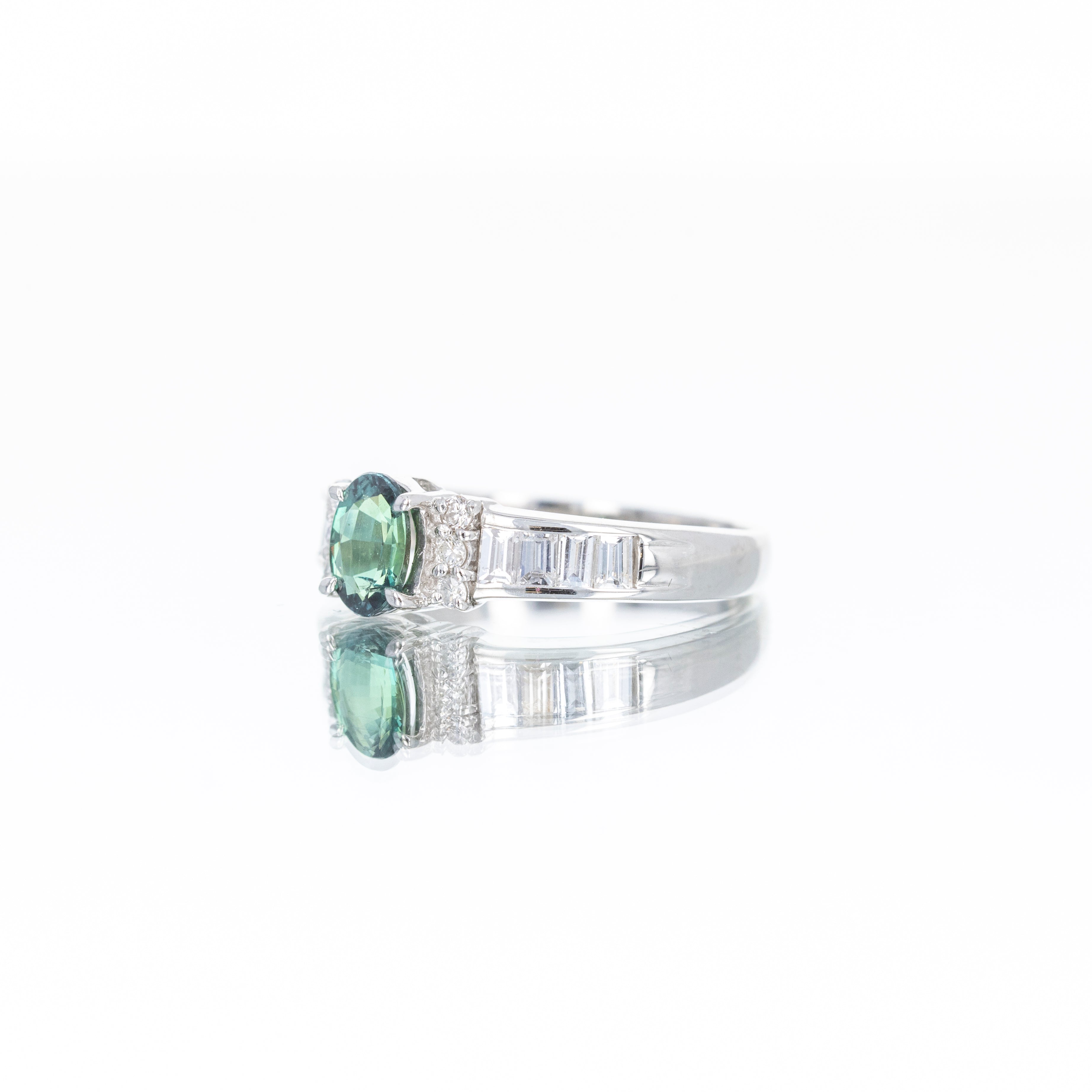 Platinum 0.57 Carat Oval Alexandrite Diamond Ring - Queen May