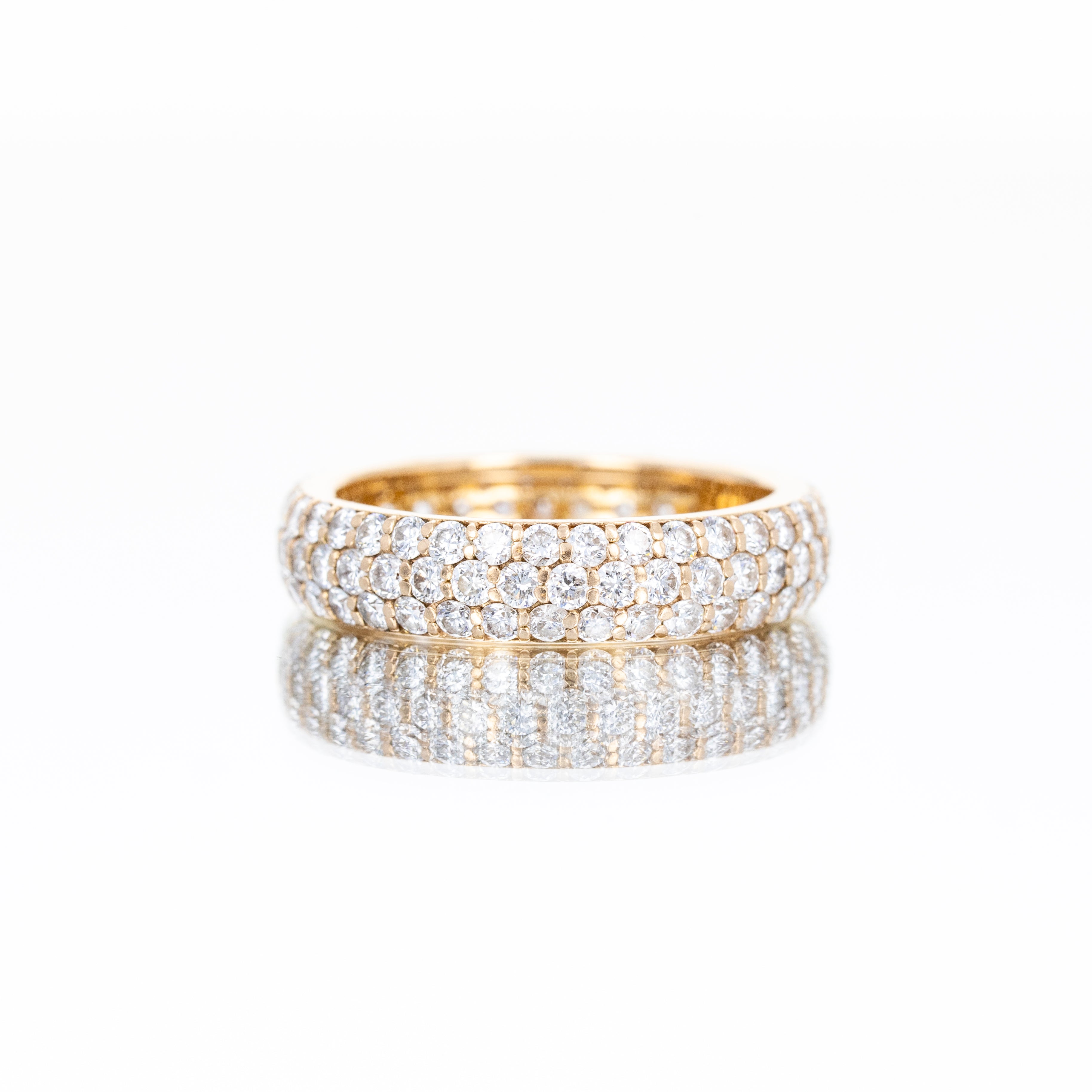 18K Rose Gold 2.57 Carat Round Diamond Pave Band - Queen May